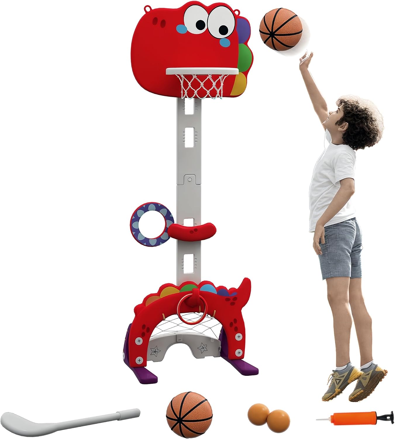 Detalle de AIYAPLAY Canasta de Baloncesto Infantil 5 en 1 96‑130 cm
