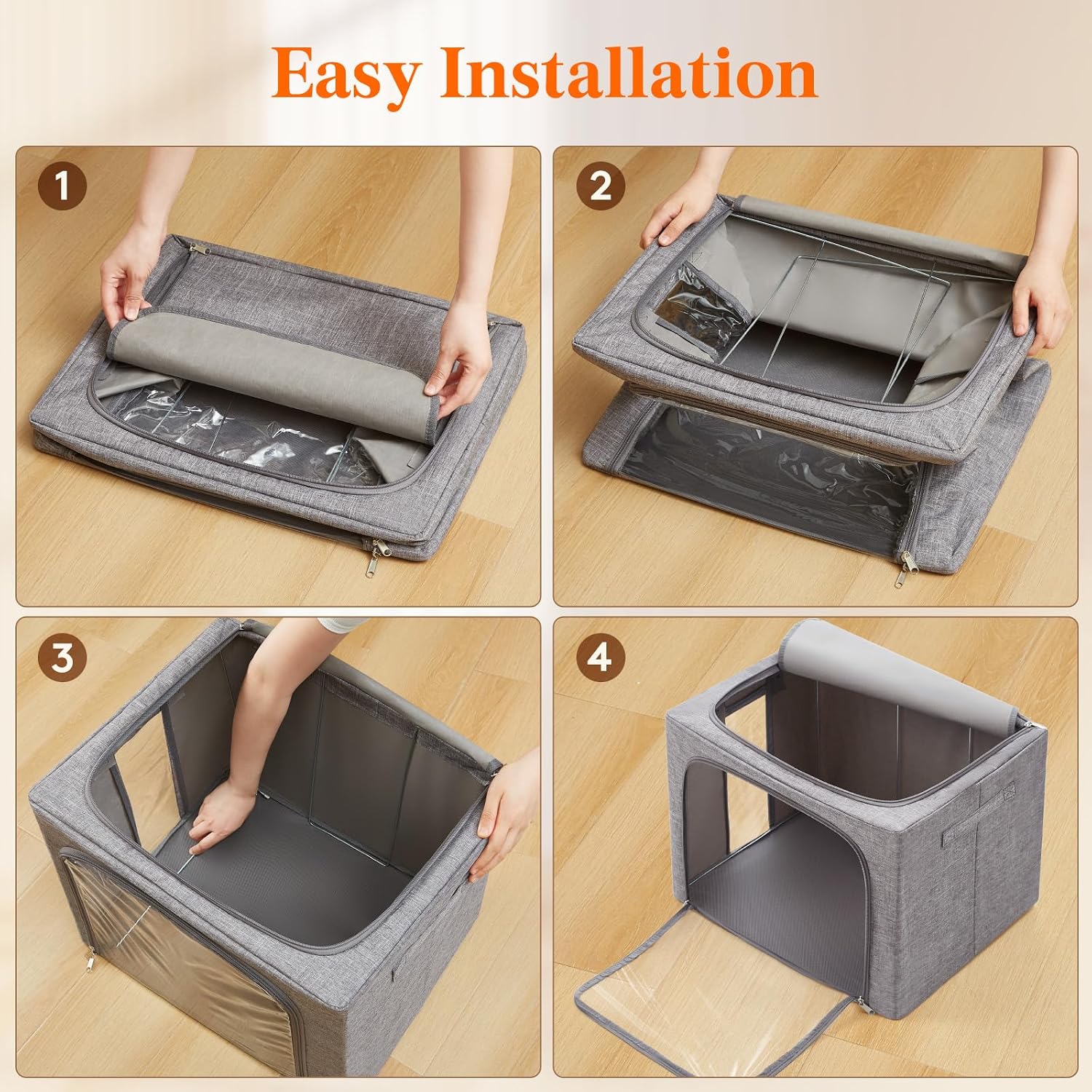 Thumbnail 6 de Lifewit 23224 75 L Storage Boxes, Set of 3, with Steel Frame and Windows