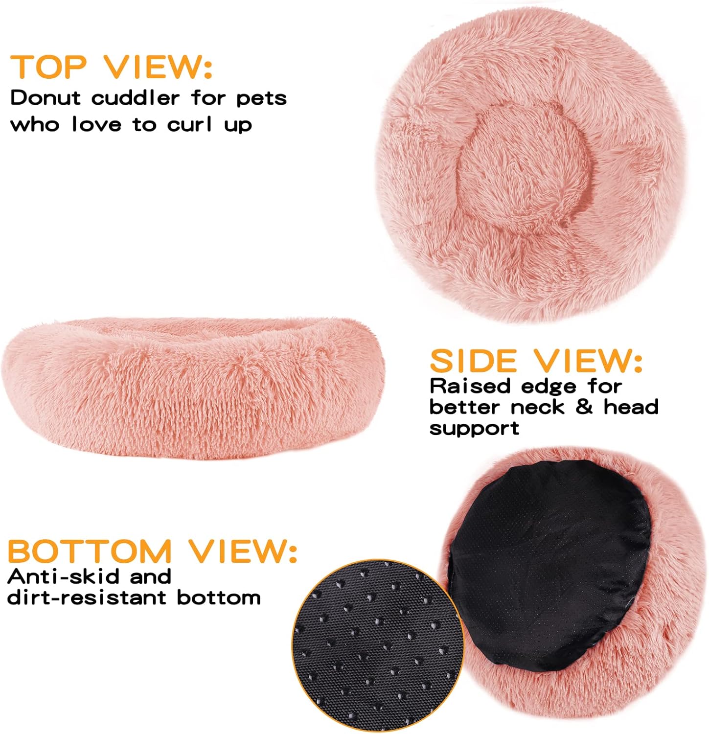 Thumbnail 2 de Enjamoy Plush Donut Dog Bed: Calming, Self-Warming Round Bed for Pets