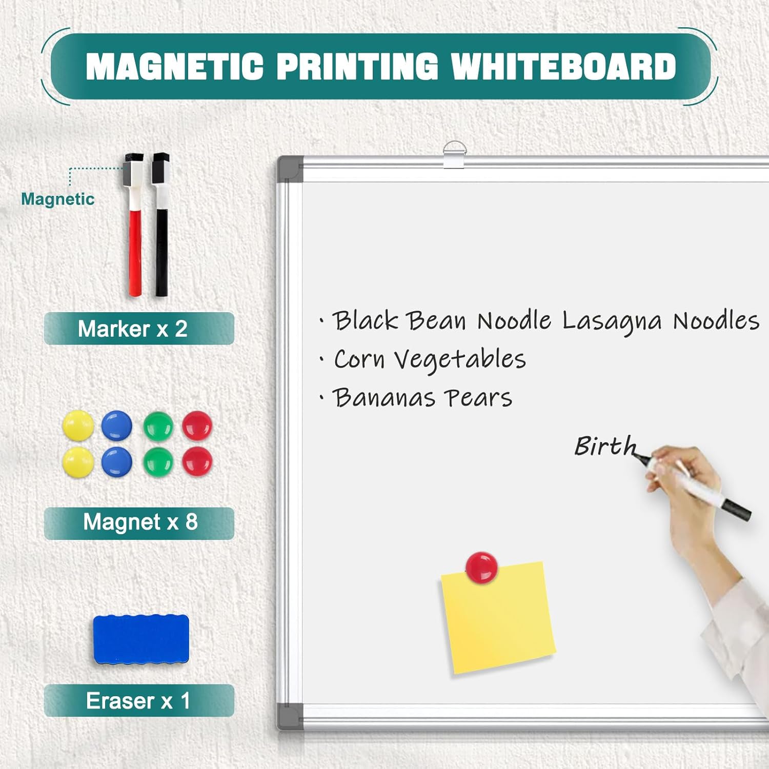 Detalle 2 de QUEENLINK Magnetic Whiteboard 40 x 60 cm ๐งพ