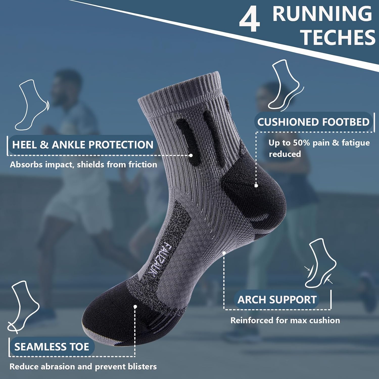 Thumbnail 4 de Fauzauk-Pro Mens Ankle Running Socks 3 Pairs