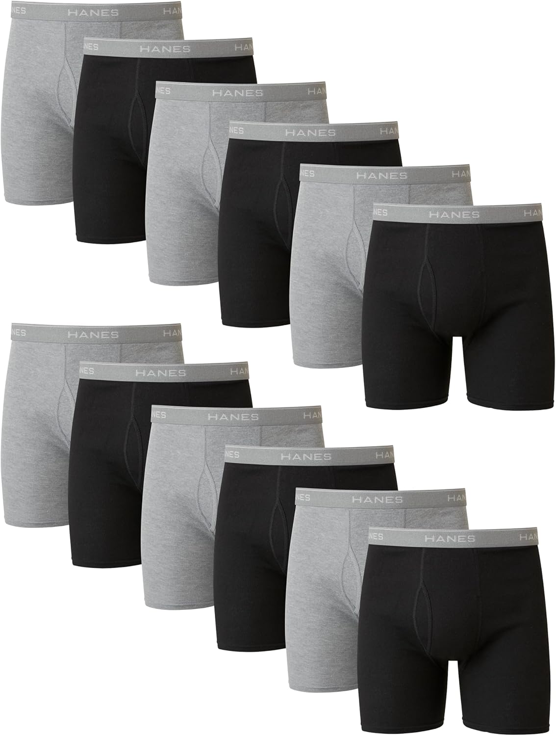 Hanes Men's Boxer Briefs Pack – Cool & Breathable Cotton Moisture-Wicking, No Ride Up