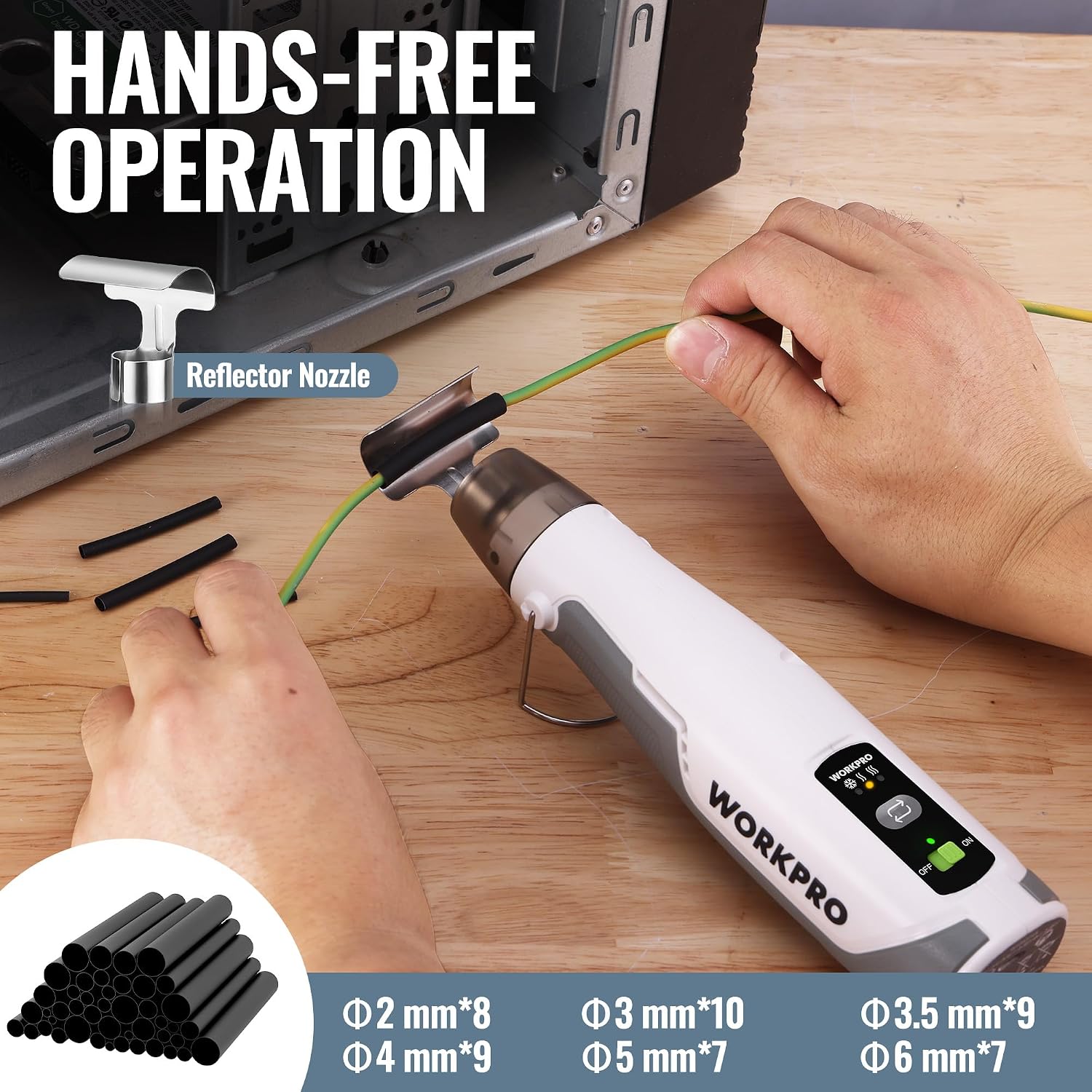 Thumbnail 6 de WORKPRO W125373A draadloos mini-heteluchtpistool, 3 temperaturen