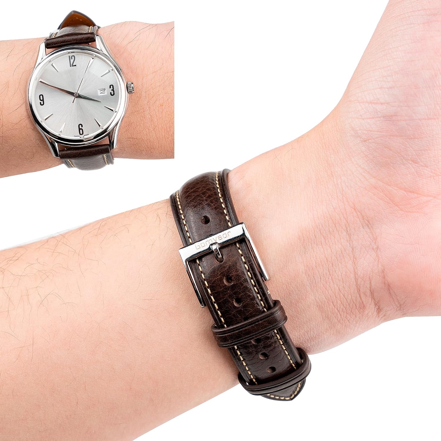 Thumbnail 4 de Gomvadr Leder Uhrenarmband 20mm pflanzlich gegerbt