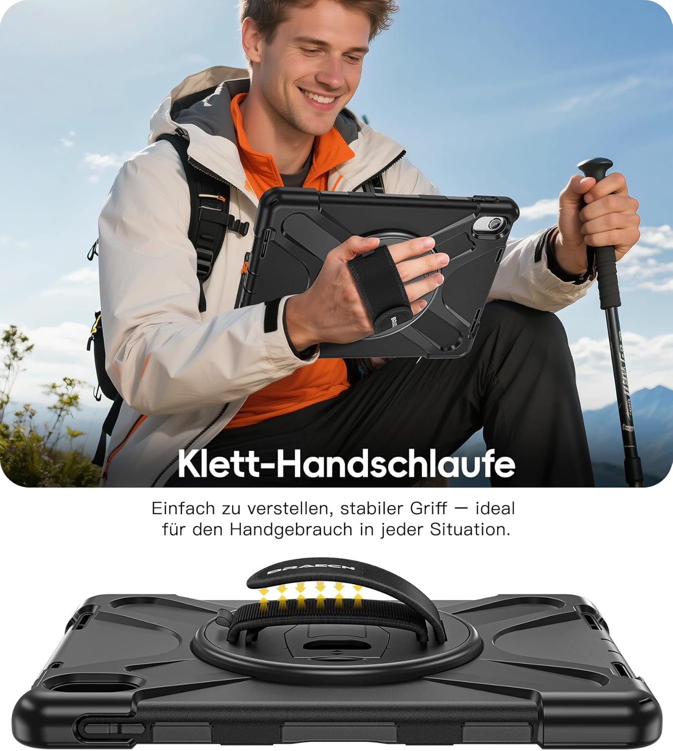Thumbnail 2 de BRAECN Hülle für iPad (A16) 11/10 Generation – 11/10,9 Zoll, 360° Drehbarkeit, Stifthalter, Ständer & Schultergurt