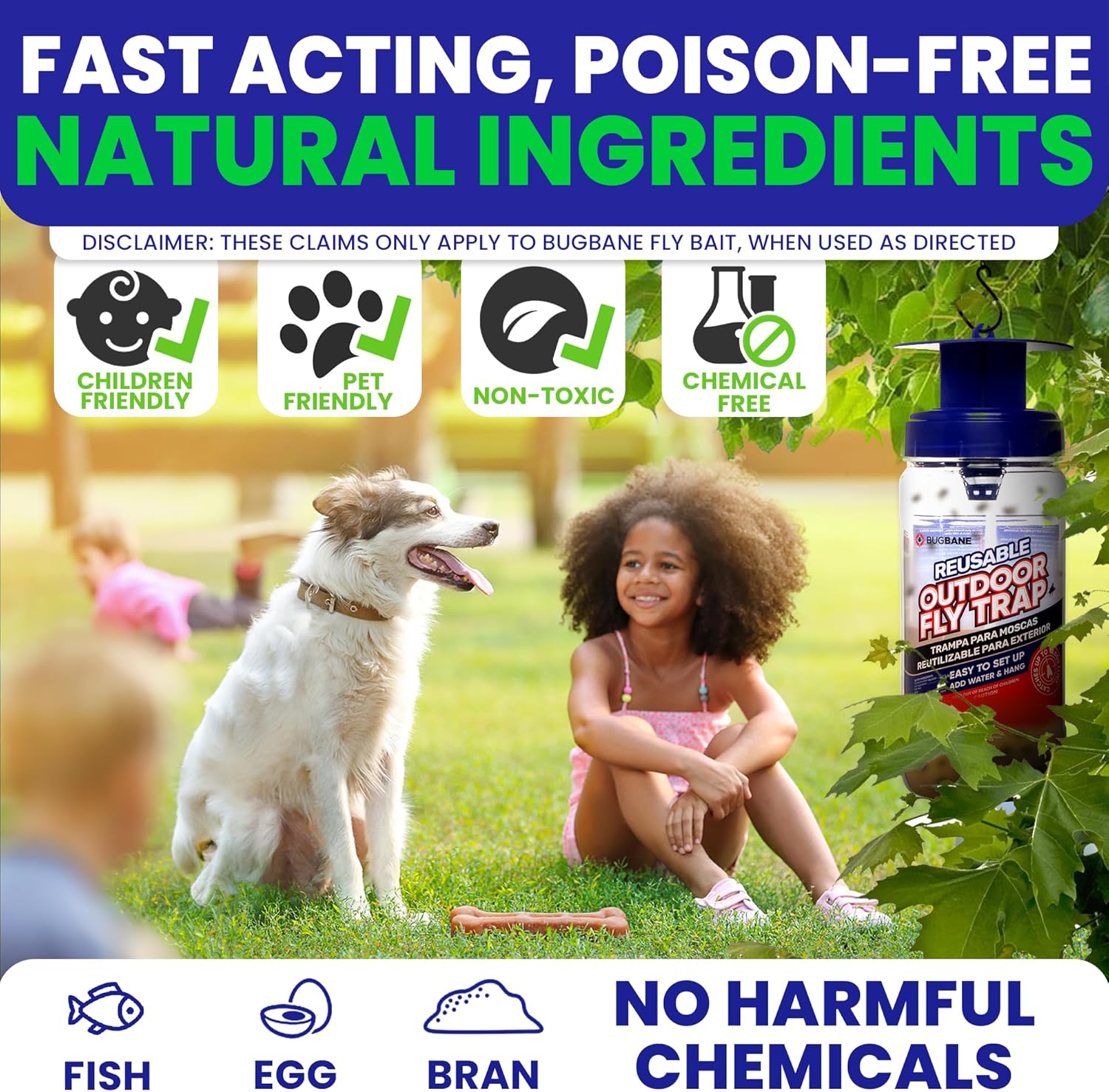 Thumbnail 2 de 2 Fly Traps Outdoor Fly Trap for Patio with 4 Non-Toxic Dissolvable Bait Refills