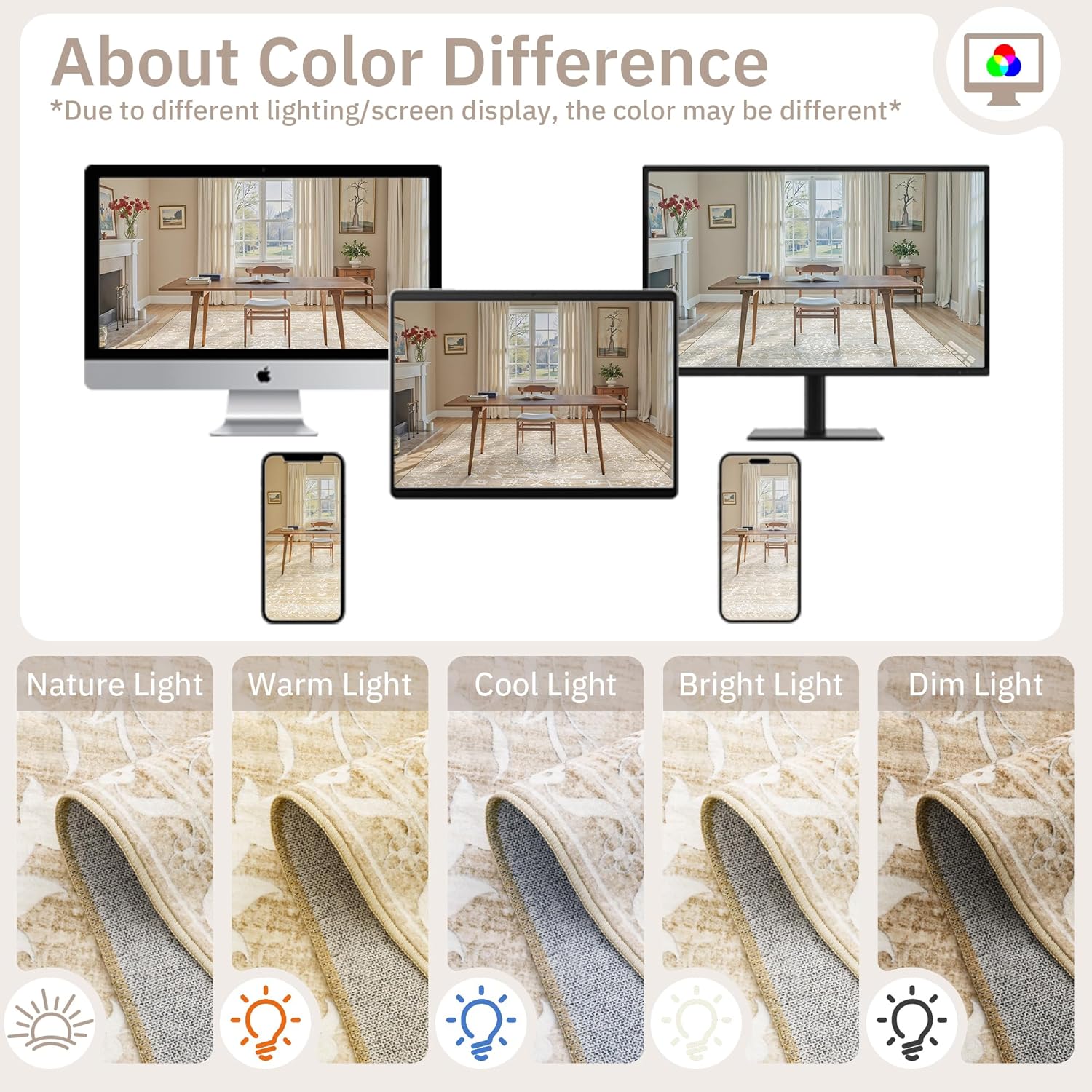 Thumbnail 2 de Soalmost 9x12 Washable Area Rug for Living Room with Non-Slip Backing