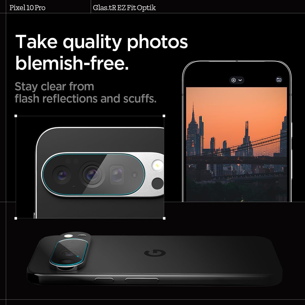 Detalle de Spigen Glas.tR EZ Fit Optik Protection Caméra pour Google Pixel 10 Pro – 2 pièces, protection 9H et pose facile