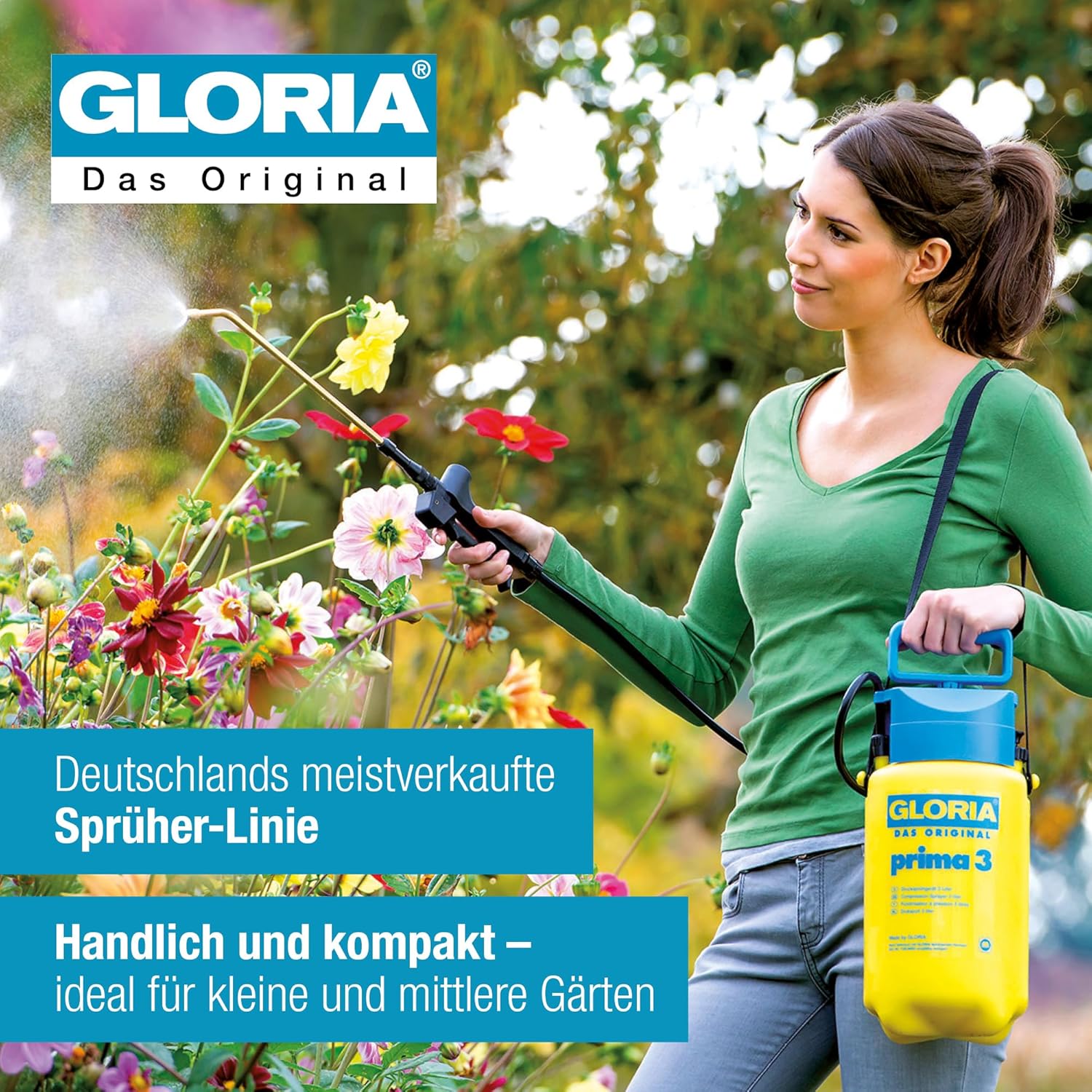 Detalle de GLORIA Drucksprühgerät prima 3 – 3 Liter Gartenspritze für Balkon, Terrasse und Garten