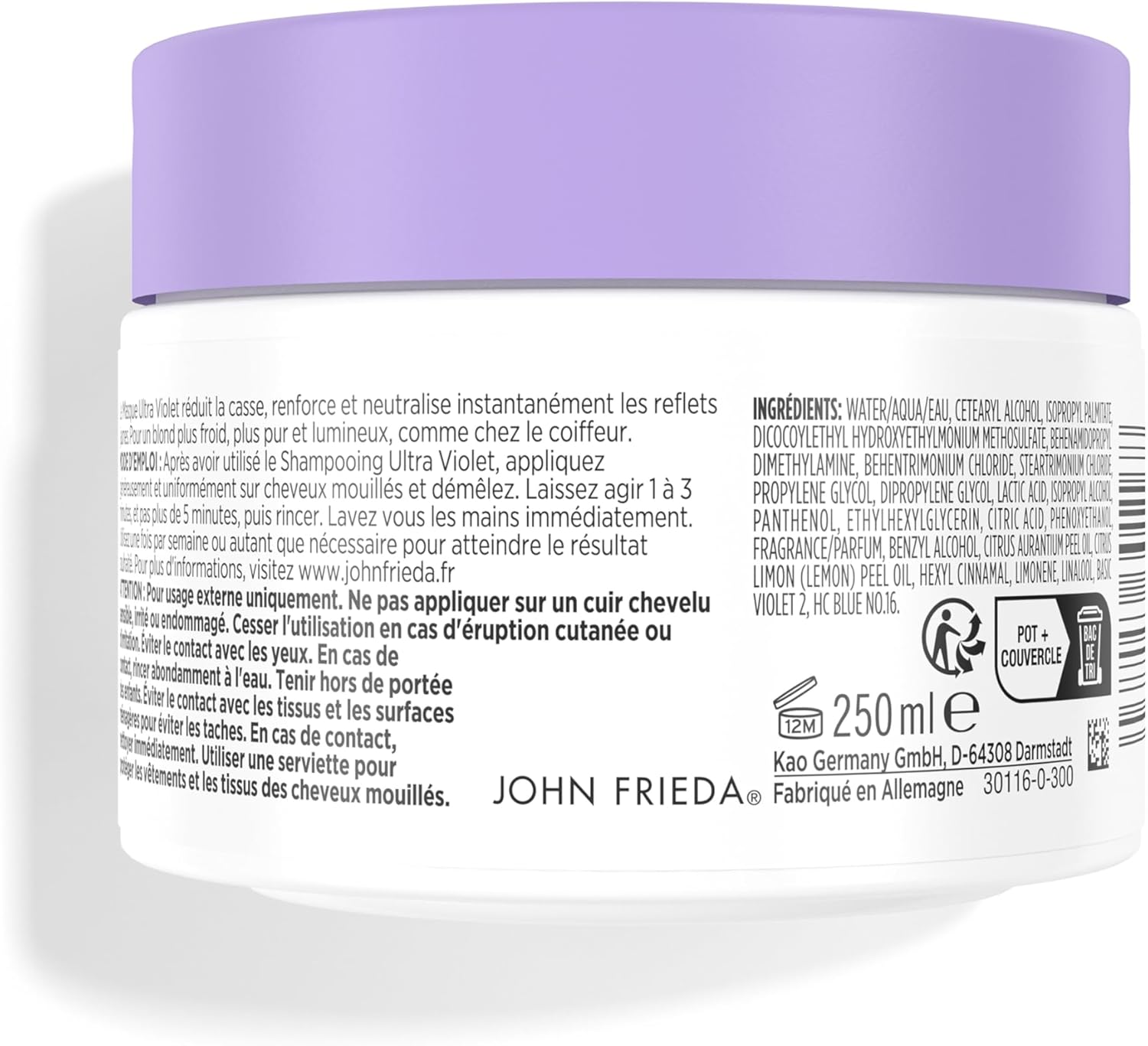 Detalle de Ultra Violet Masque Violet pour Blonds 250 ml – soin neutralisant et nourrissant