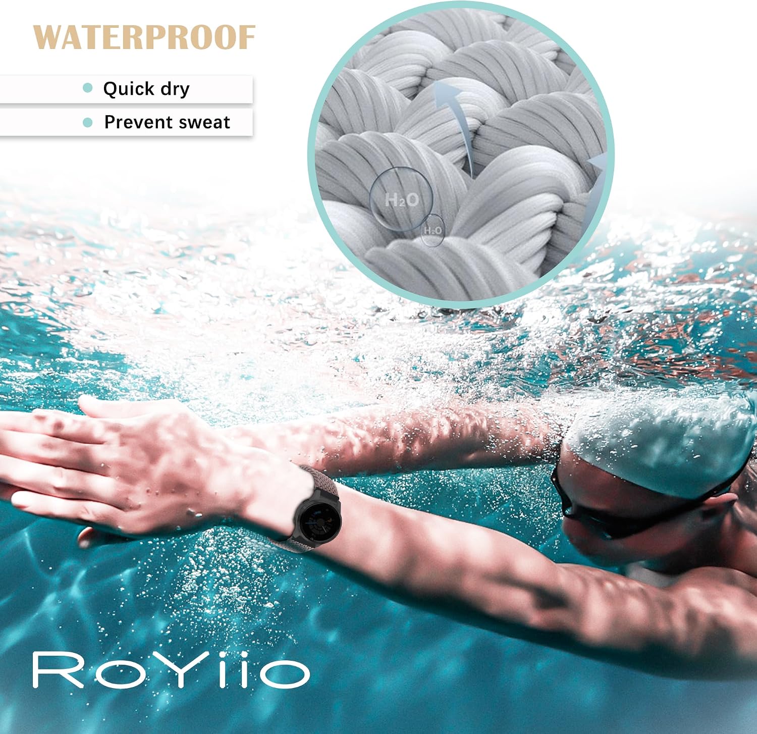 Thumbnail 3 de RoYiio gewebtes Nylon-Uhrenarmband (Anstoßbreite 22 mm) mit Schnellverschluss – Rauch Lila