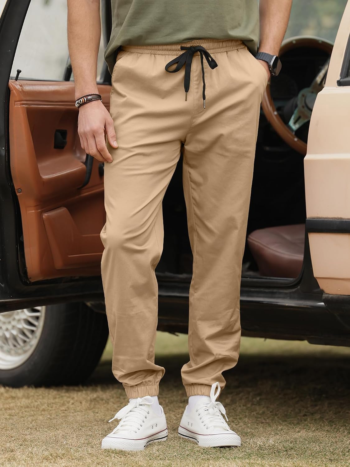 Detalle de HOTake MBC252405012 Men's Casual Chino Jogger Pants, Tapered Fit