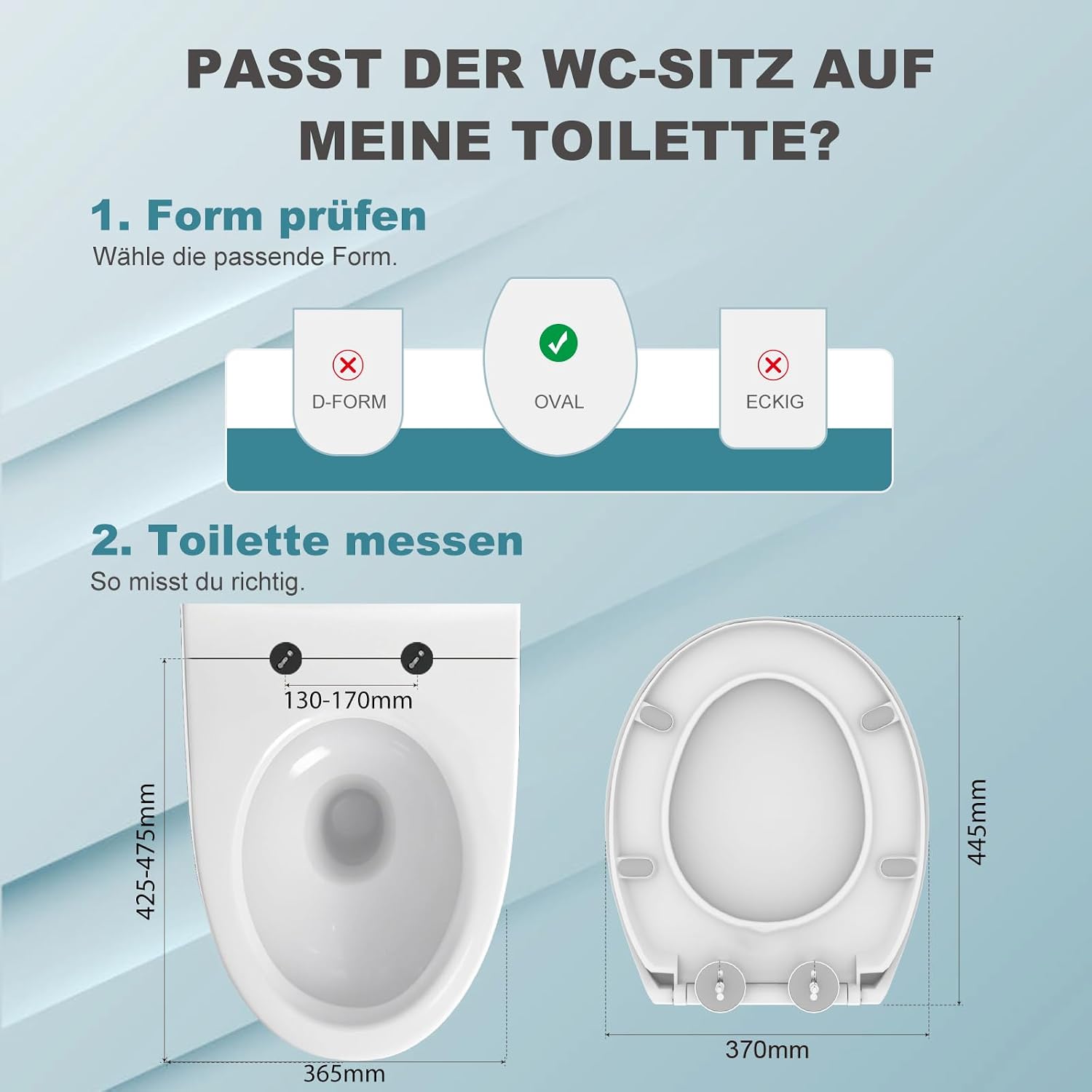 Detalle de MEEJEE Toilettendeckel mit Absenkautomatik Oval