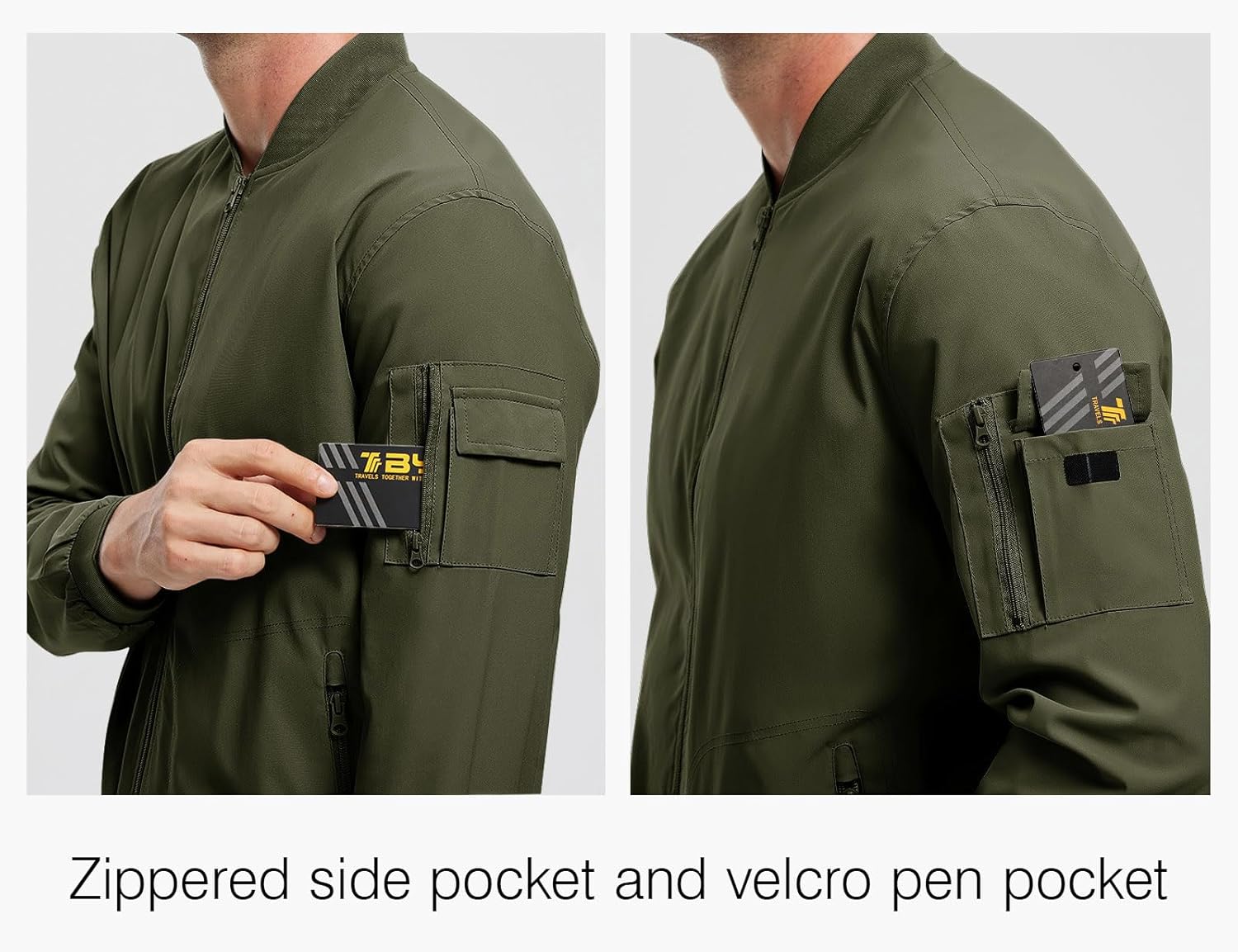 Detalle de Rdruko Men’s Lightweight Bomber Jacket Windbreaker with Full-Zip and 5 Pockets