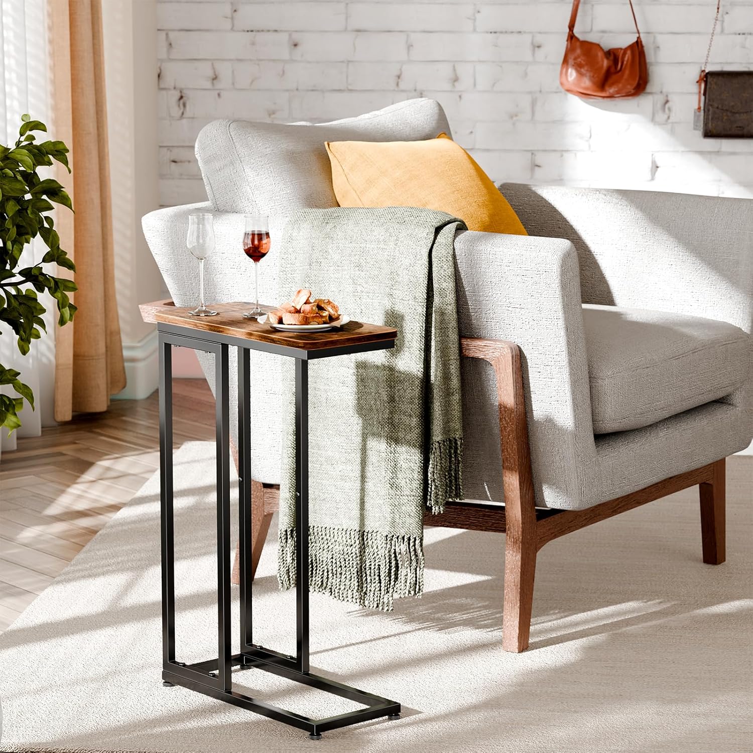 Thumbnail 1 de Simple Trending C Shaped Side Table Set (2-Pack) in Rustic Brown