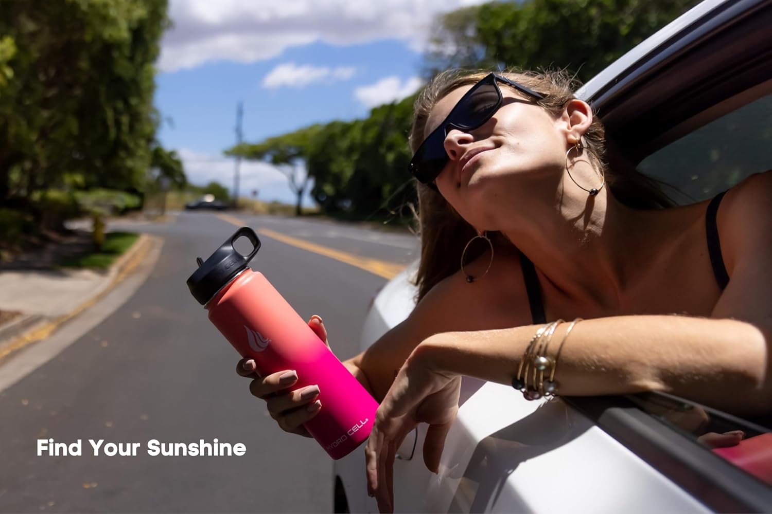Detalle de HYDRO CELL 24oz Stainless Steel Insulated Water Bottle with Straw (Coral/Punch) – Cold & Hot Drinks