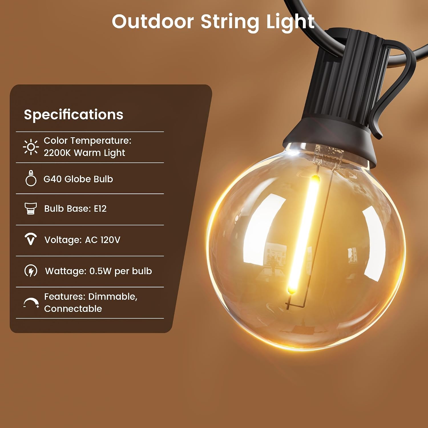 Thumbnail 5 de ALEXPEX AP-G40-27FT Outdoor String Lights, 2200K, Dimmable, IP65
