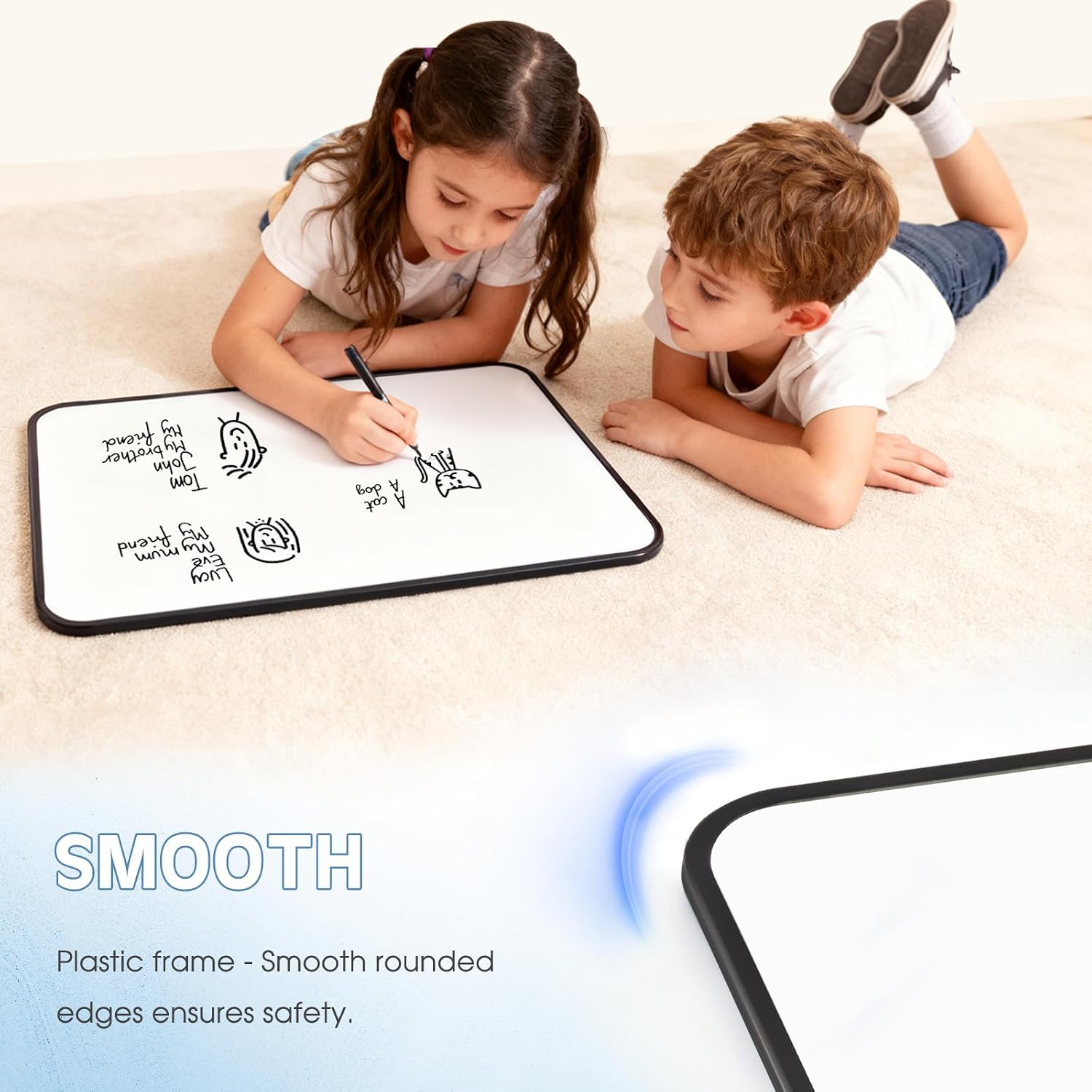 Detalle 2 de QUEENLINK Double-Sided 30x42cm A3 Small Whiteboard (magnetic, handheld) with markers and erasers