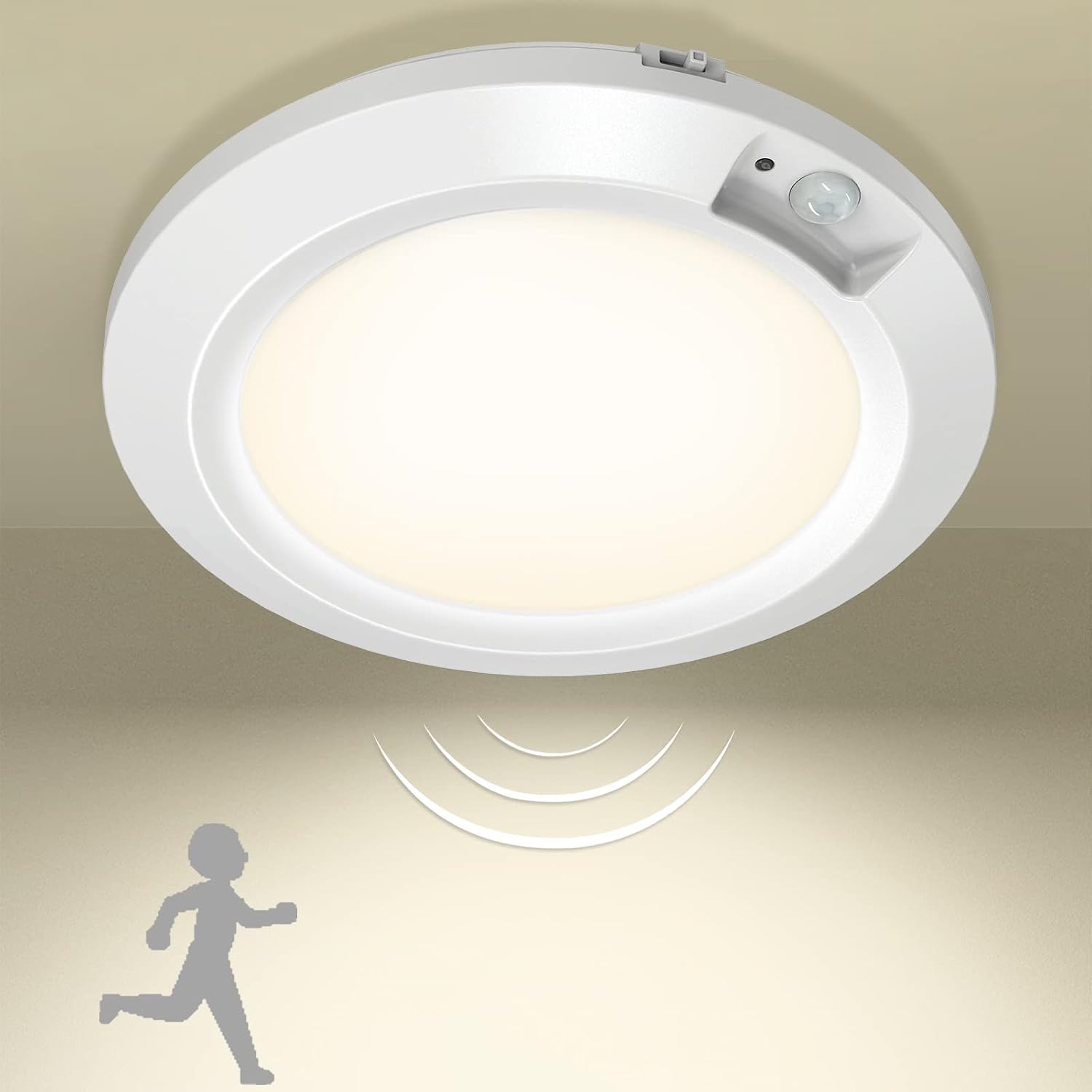 Detalle de Bemexred LED-taklampa med rörelsesensor, 3000 K, batteridriven, Ø16 cm