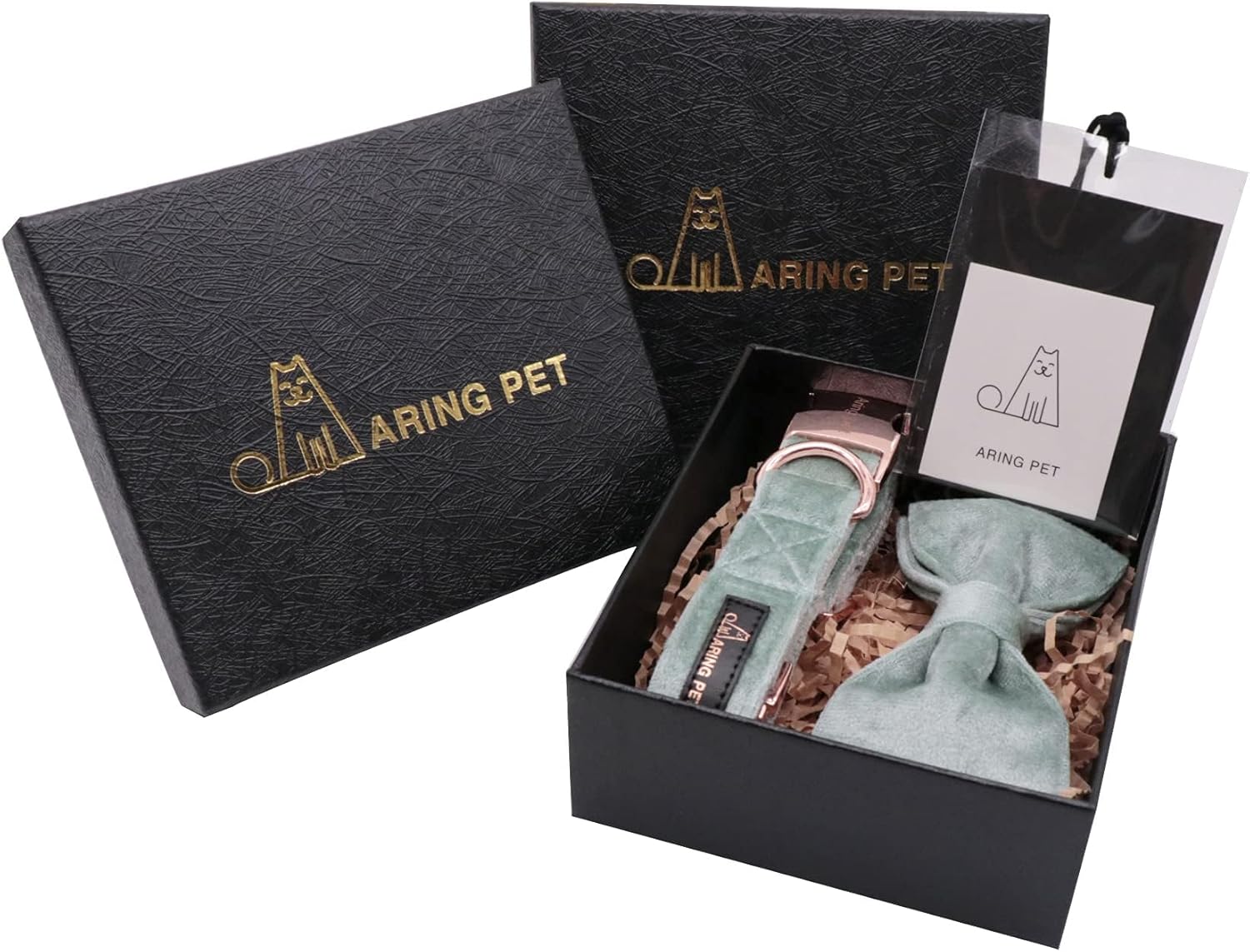 Thumbnail 2 de ARING PET Velvet Dog Collar with Cute Green Bowtie – Soft, Adjustable Velvet for Small to Large Dogs