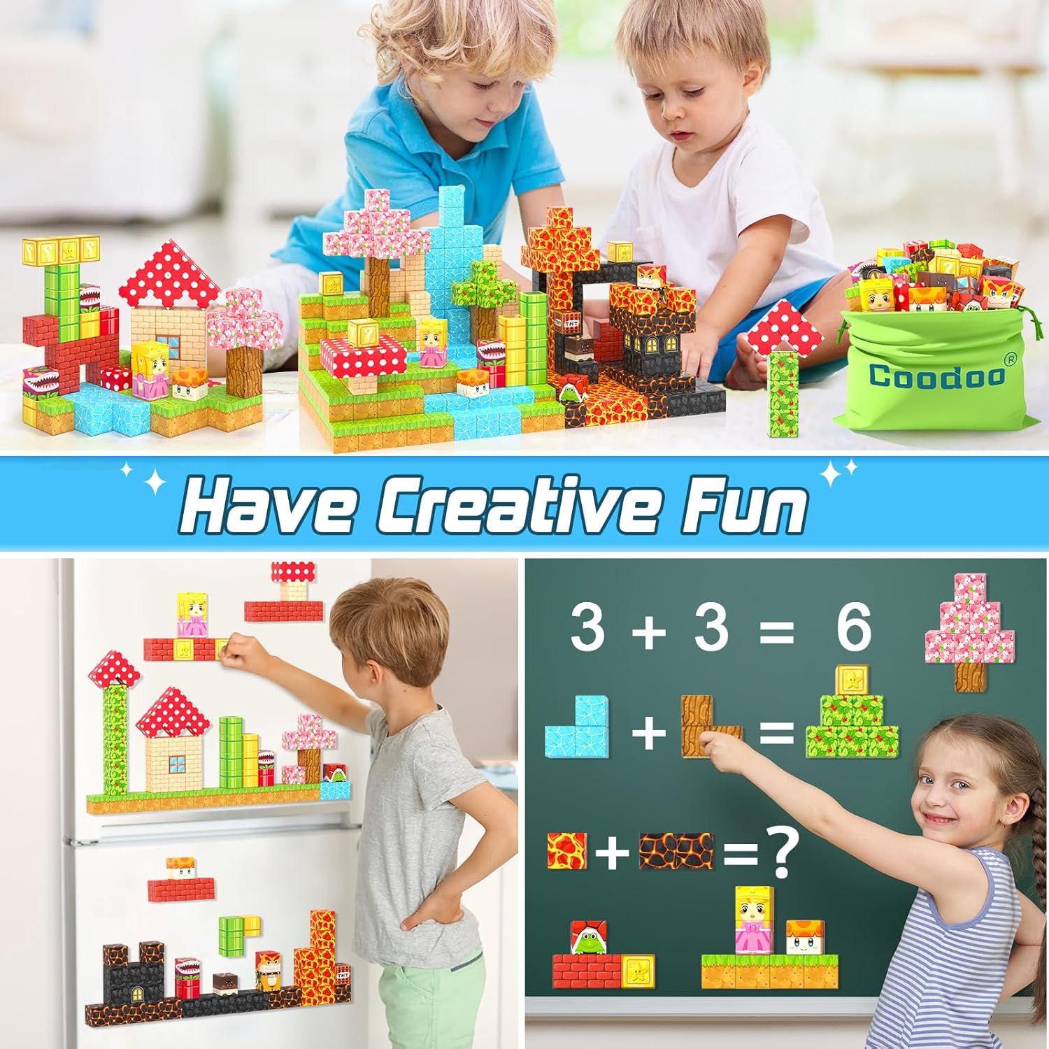 Thumbnail 4 de 110PCS Magnetic Blocks - Build Mine Magnet World Magic Teleport Pipes Set
