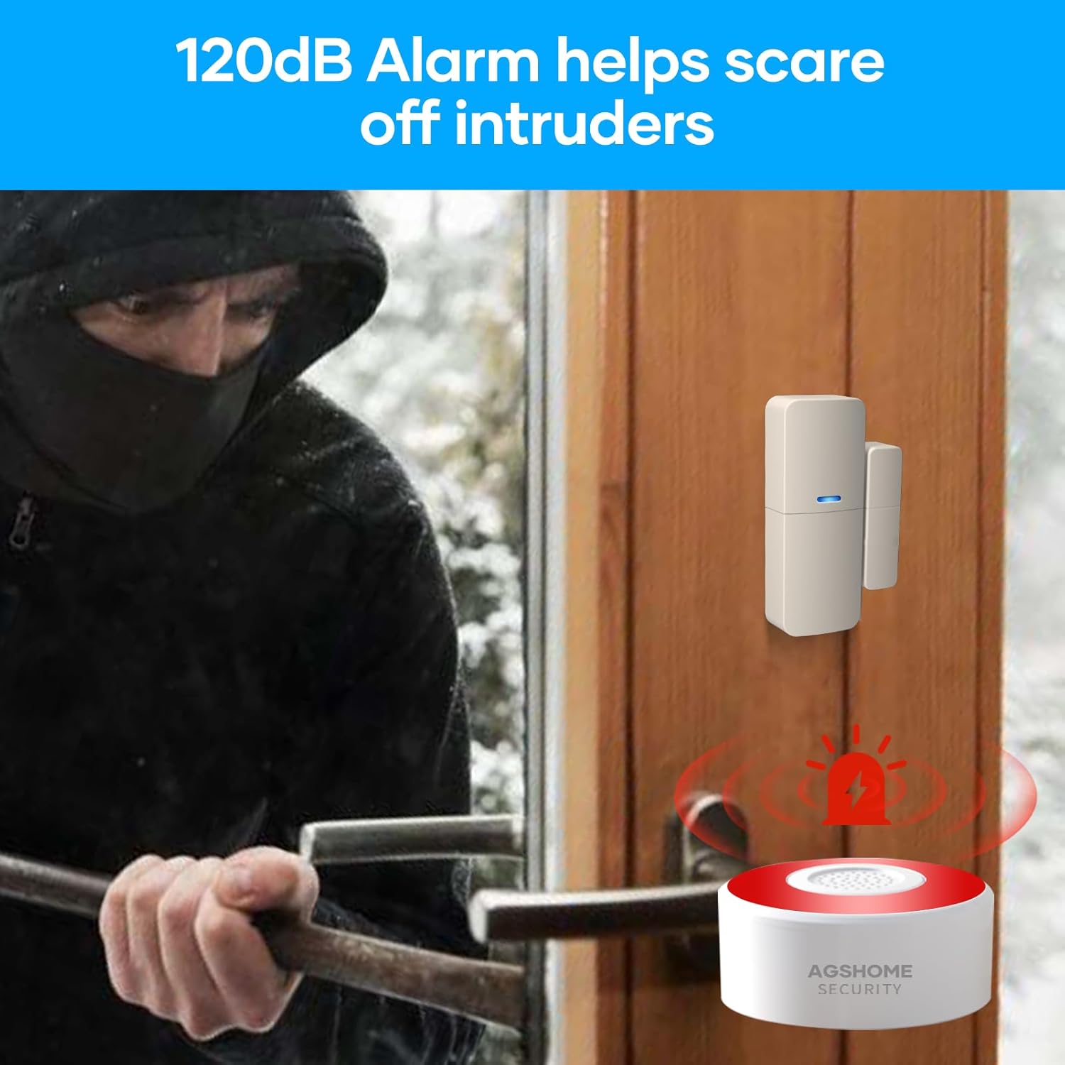 Detalle de AGSHOME Allarme Casa Senza Fili W2: sistema perimetrale wireless con 5 sensori, 2 telecomandi e sirene opzionali