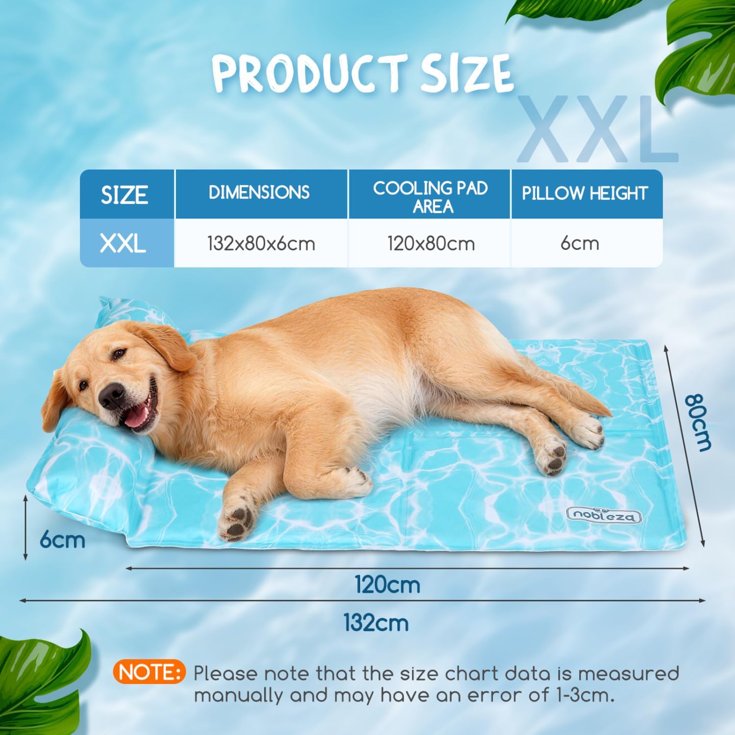 Thumbnail 2 de Nobleza tappetino refrigerante per cane e gatti con cuscino cervicale, gel auto-rinfrescante e tessuto Oxford 300D (132x80 cm)