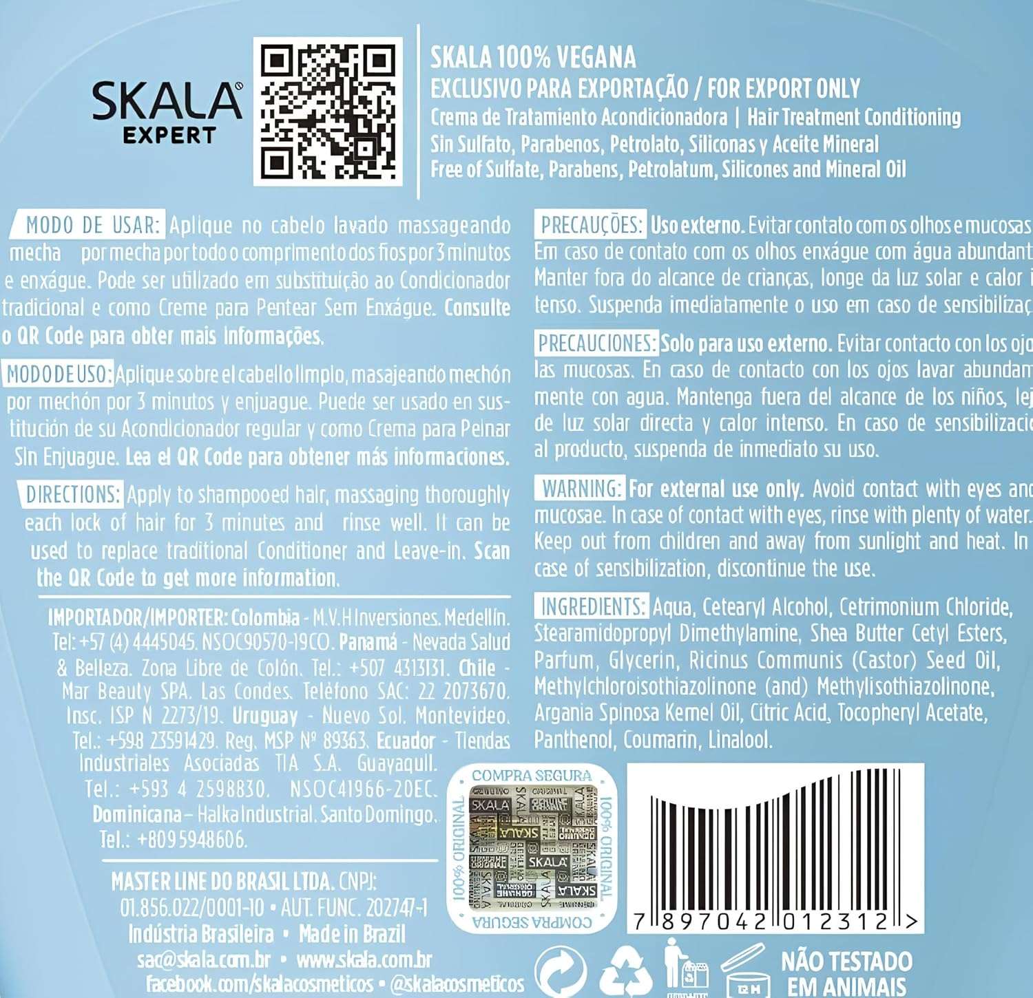 Detalle de SKALA Mais Cachos 2-in-1ヘアトリートメントクリーム、洗い流す・洗い流さない両用、35.3オンス