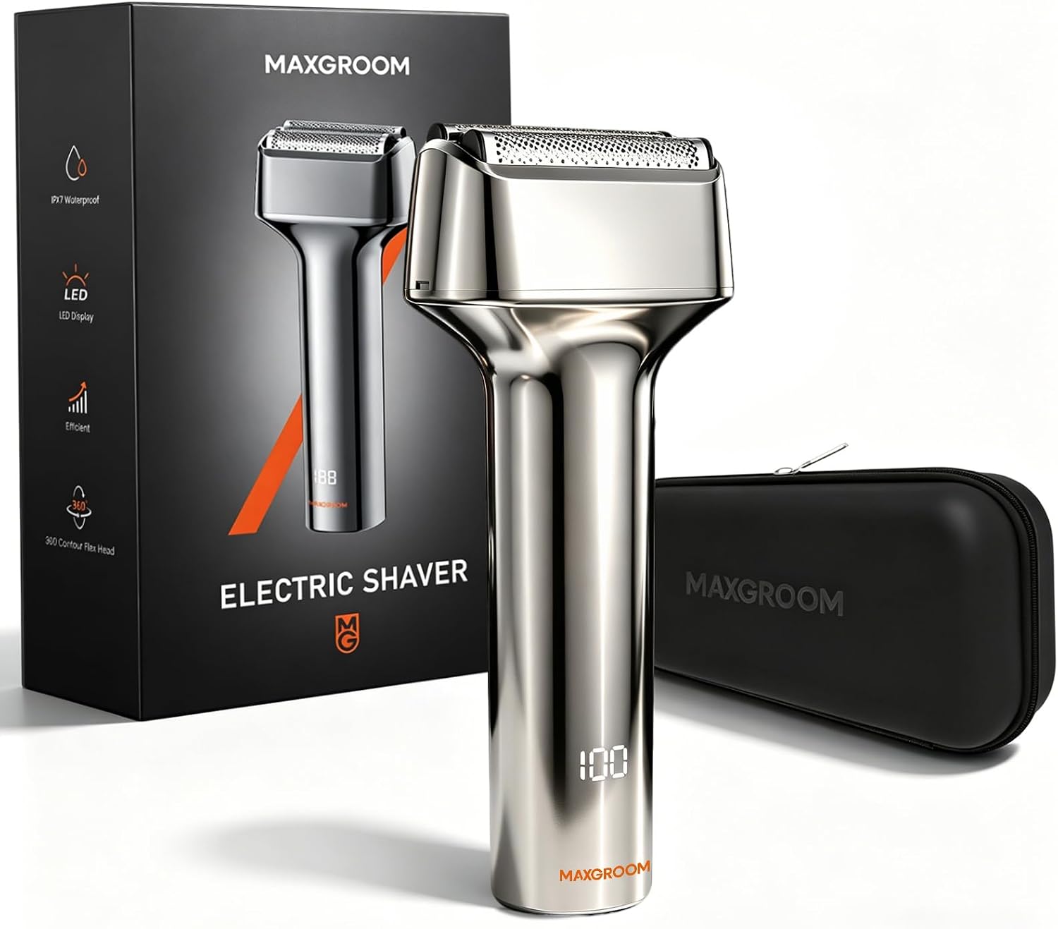 Detalle de MAXGROOM Rasoio Elettrico Barba a 3 Testine Flottanti: potenza, igiene e portabilità