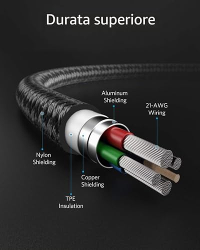 Detalle de Anker Cavo USB‑C a Lightning 1m Nylon MFi con ricarica rapida