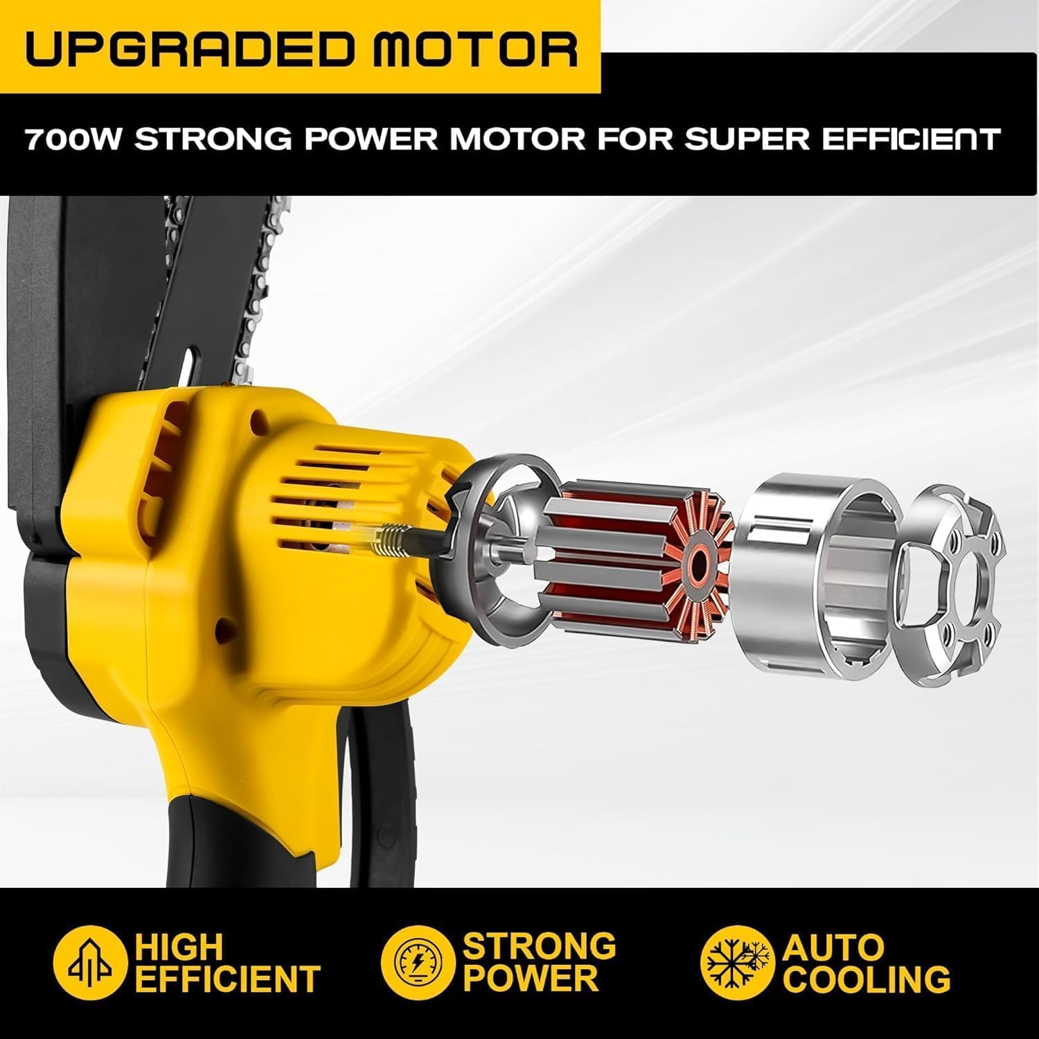 Detalle 2 de Brushless Mini Chainsaw Cordless 6-inch 2.0Ah batteries 🪚