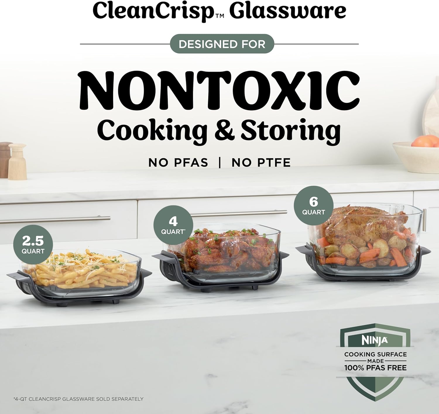 Detalle 2 de Ninja AS101CDG Crispi Pro Glass Air Fryer, 6-in-1, 1800W, Ash Grey