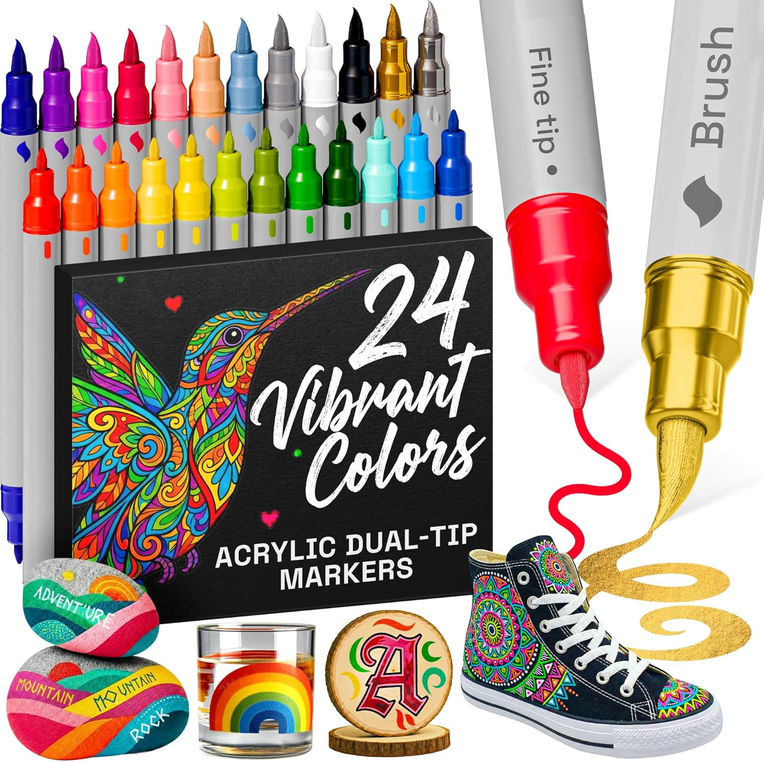 Detalle de ARTISTRO 24 Acrylic Paint Pens set for crafts 🎨