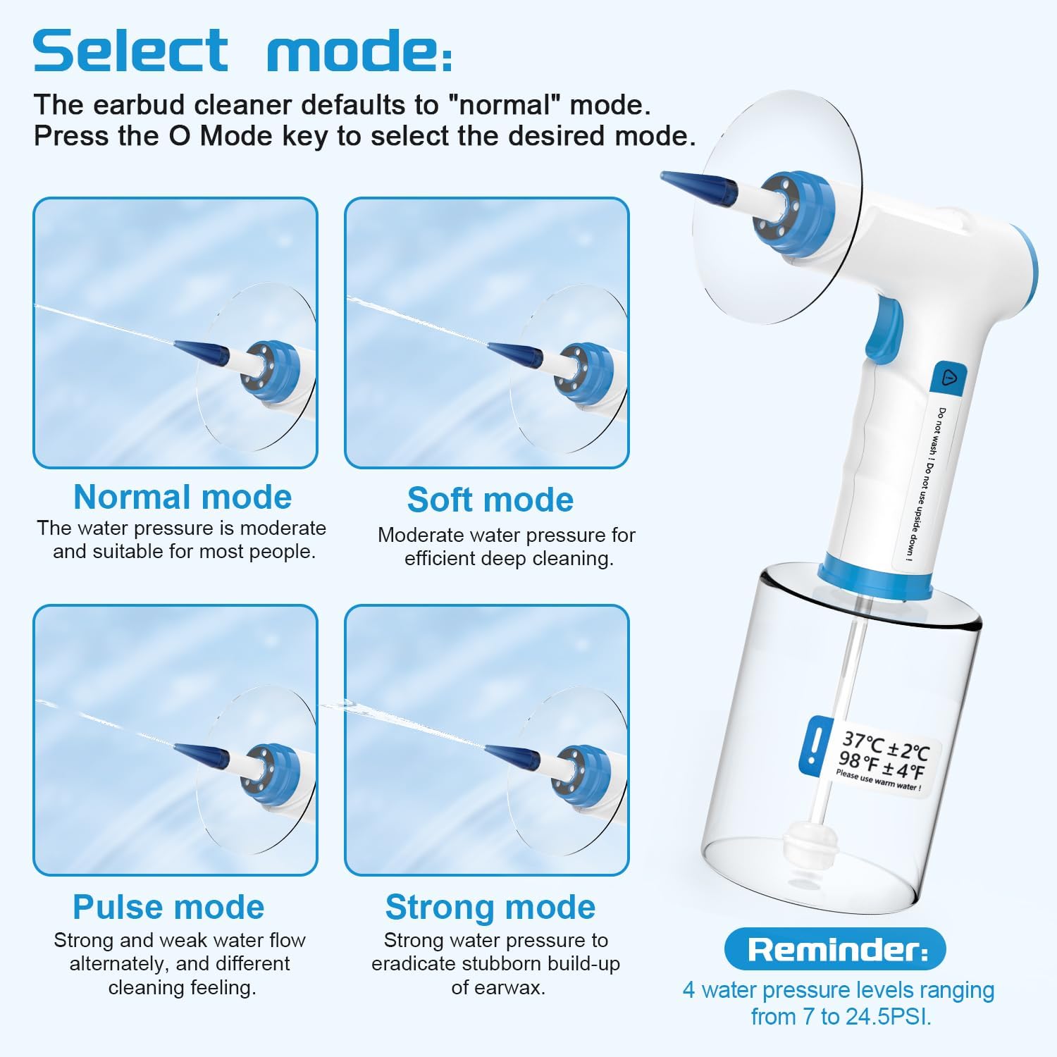 Thumbnail 2 de Kit Seringue Nettoyage Oreille Temodu – 4 niveaux de pression, 9 embouts jetables, sans risque pour le conduit auditif