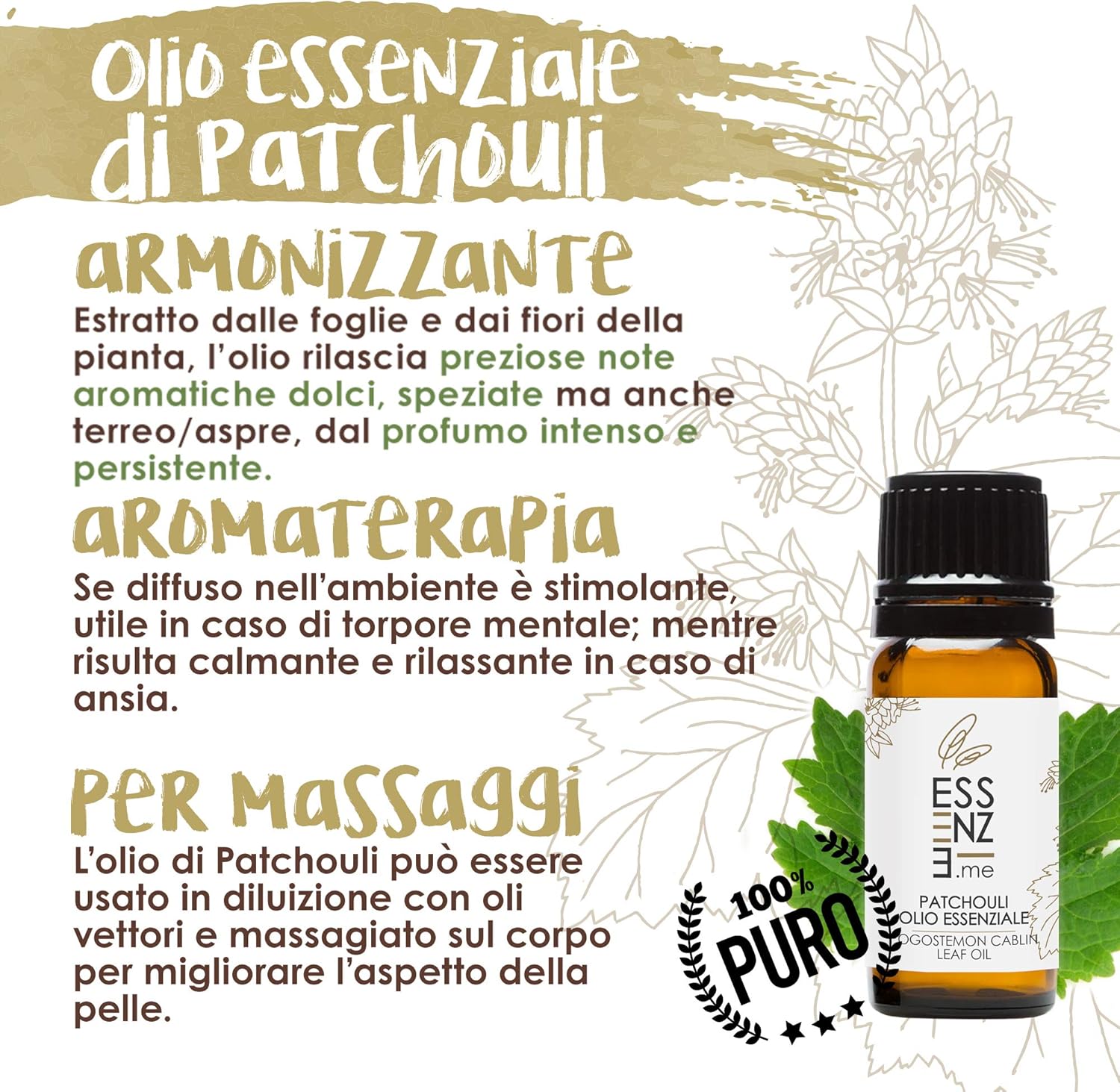 Detalle de Kit di 4 oli essenziali Ar. Can. Patch.TeaT. (100% puri, vegetali)