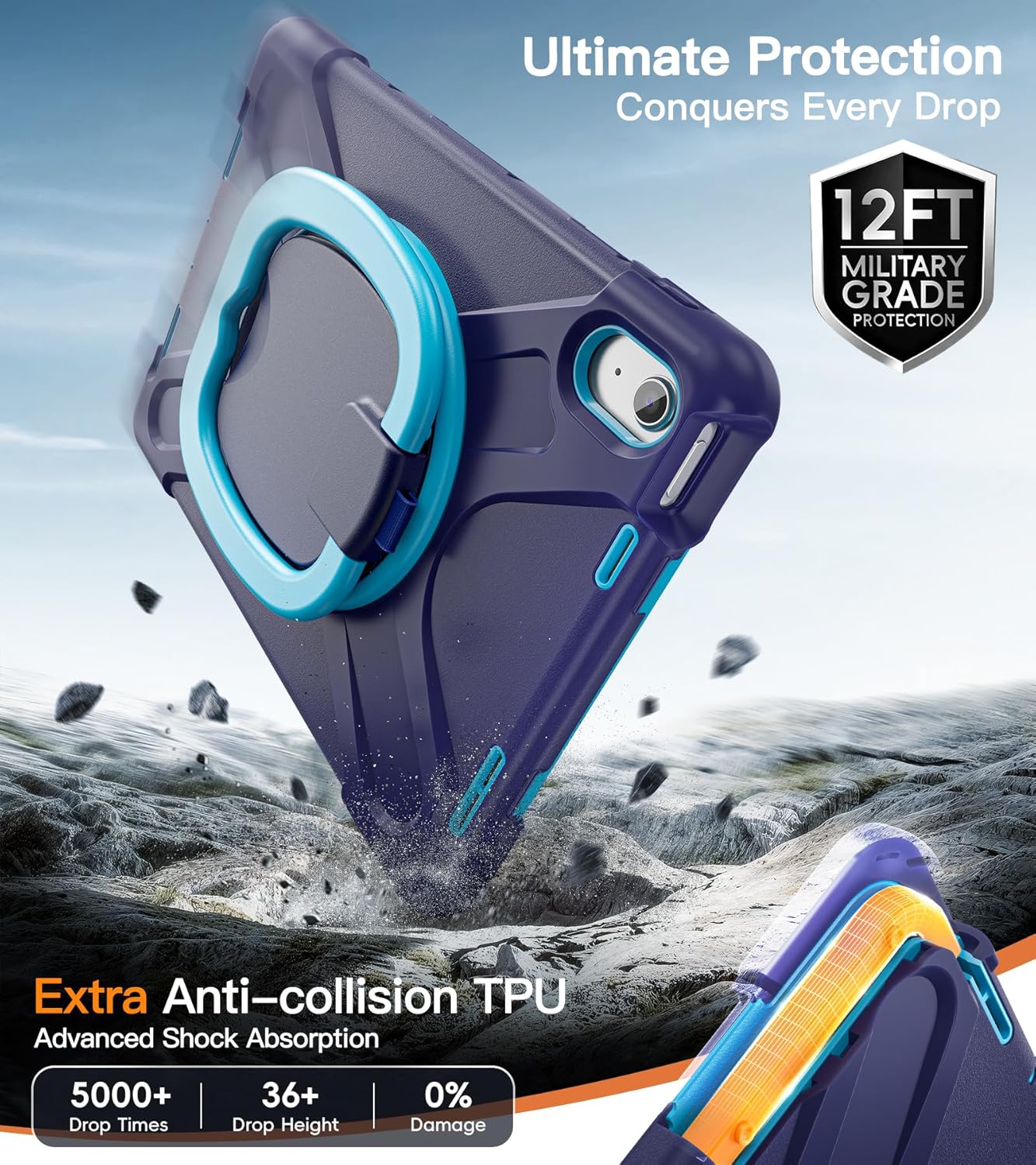 Thumbnail 3 de BATYUE Heavy Duty Case for iPad (A16) 11th/10th Gen (11''/10.9'') in Navy Blue