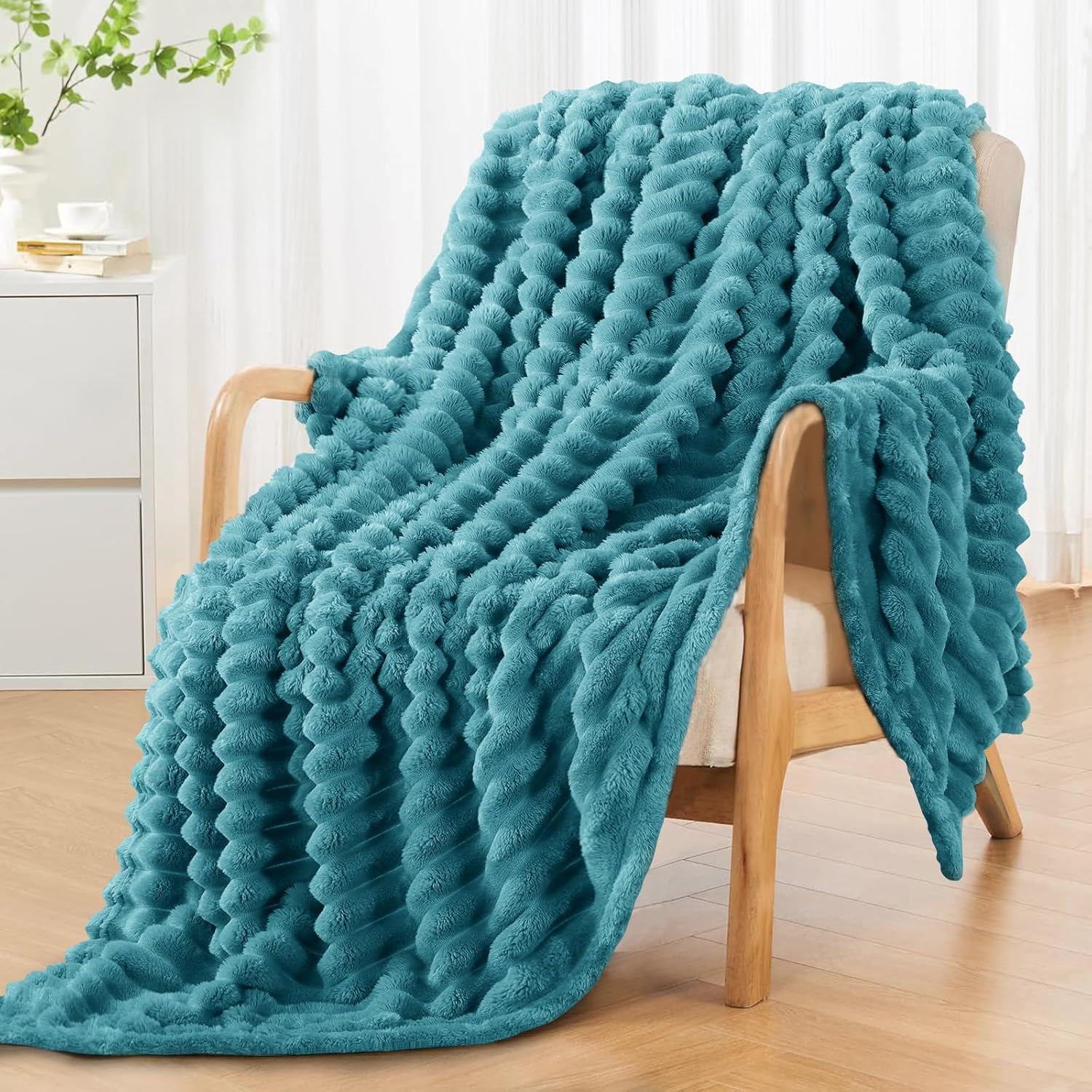 Thumbnail 2 de RUIKASI Kuscheldecke Türkis (150x200 cm) – flauschige Fleece- und Couchdecke für Wohnzimmer & Sofa