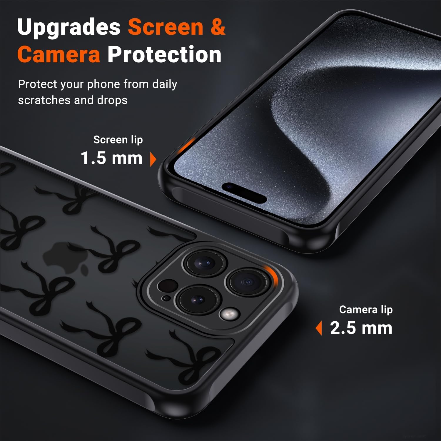 Thumbnail 4 de Coque pour iPhone 15 Pro Max – Papillon Nœud, Noir, TPU/PC Translucide Antichoc
