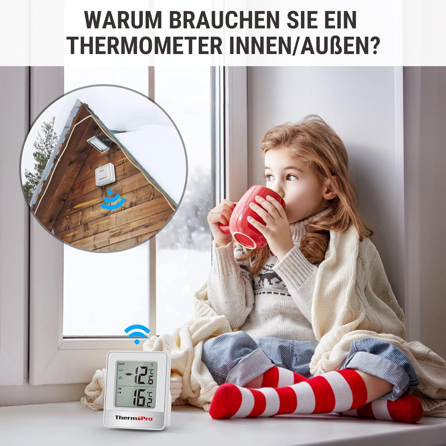 Thumbnail 5 de ThermoPro TP200 Funk-Thermometer für 2 Räume mit Außensensor (TP200)