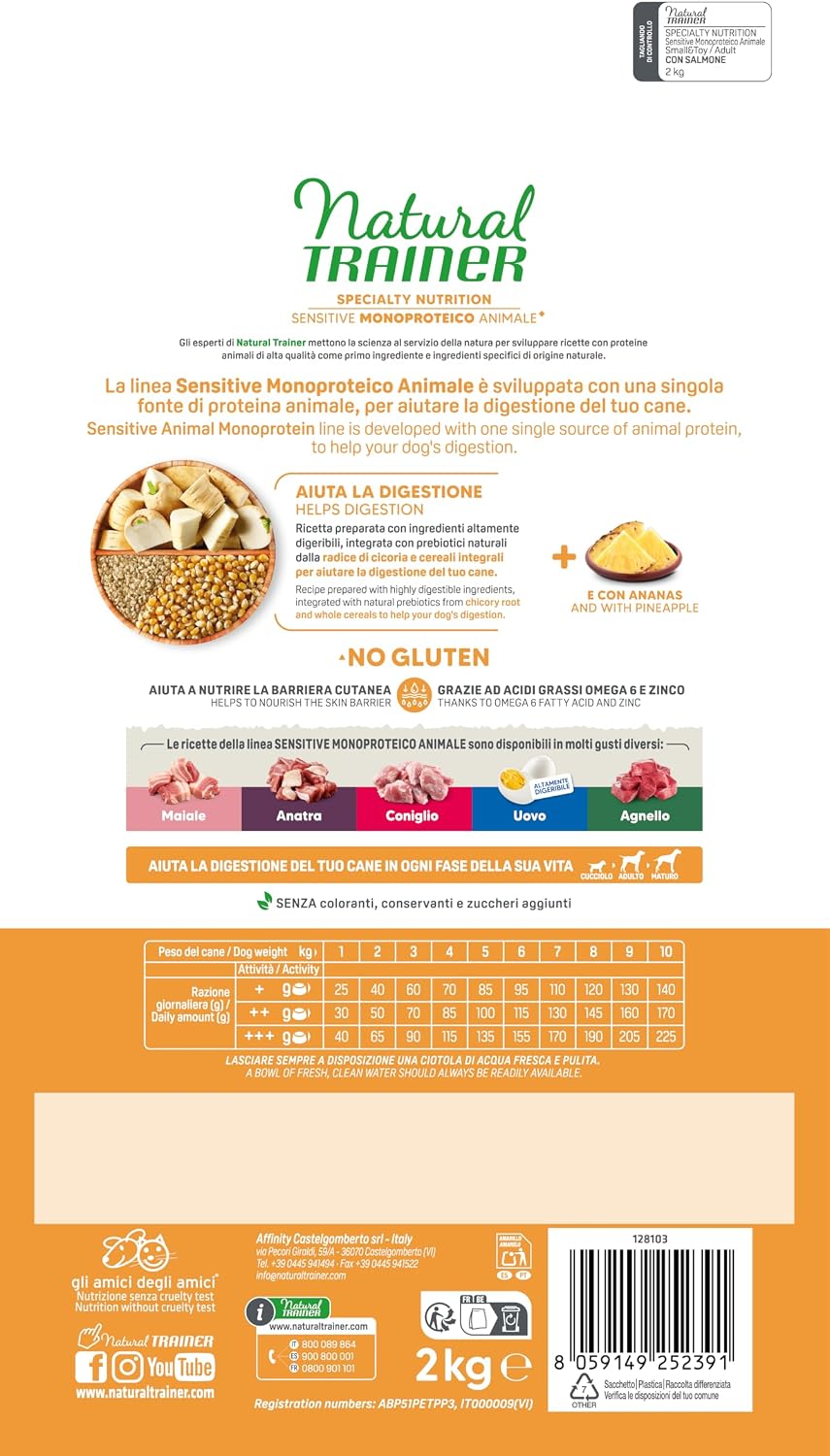 Detalle 2 de Trainer Sensitive No Gluten Smalltoy Adult con Salmone e Cereali Integrali – 2 kg