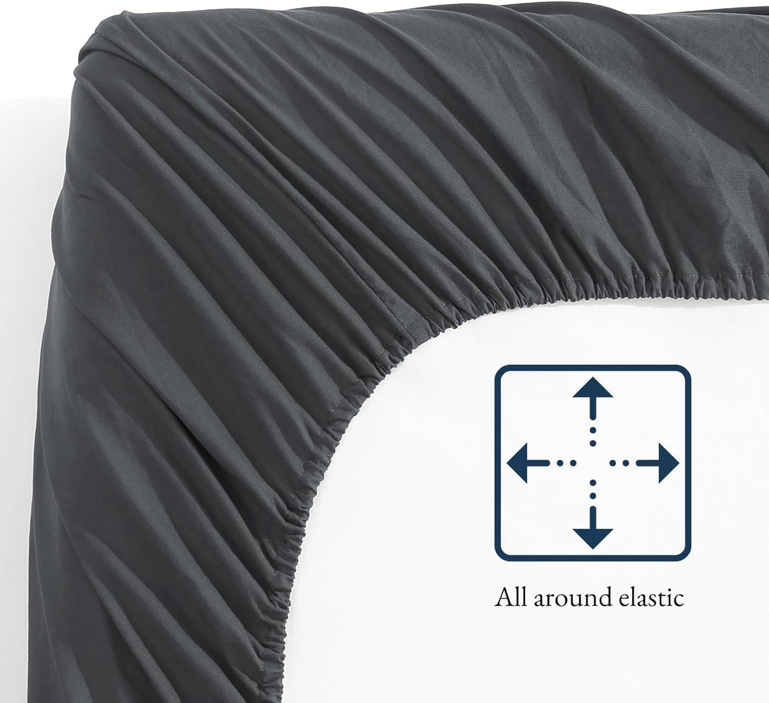 Detalle 2 de King Fitted Sheet 2-Pack (Charcoal) – Deep Pocket 14 inch – Pre-Washed Microfibre