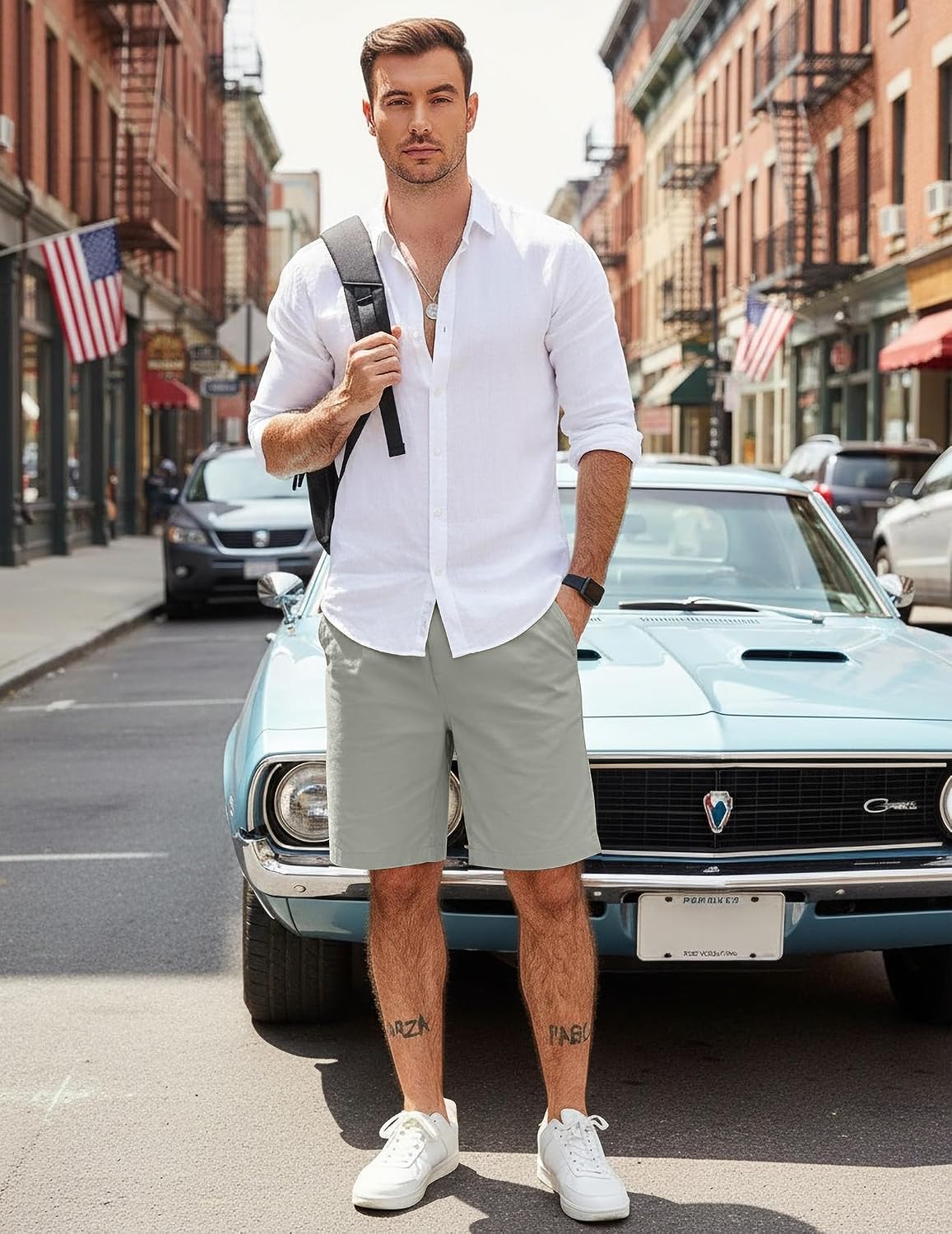 Thumbnail 2 de COOFANDY Cotton Casual Shorts Elastic Waist
