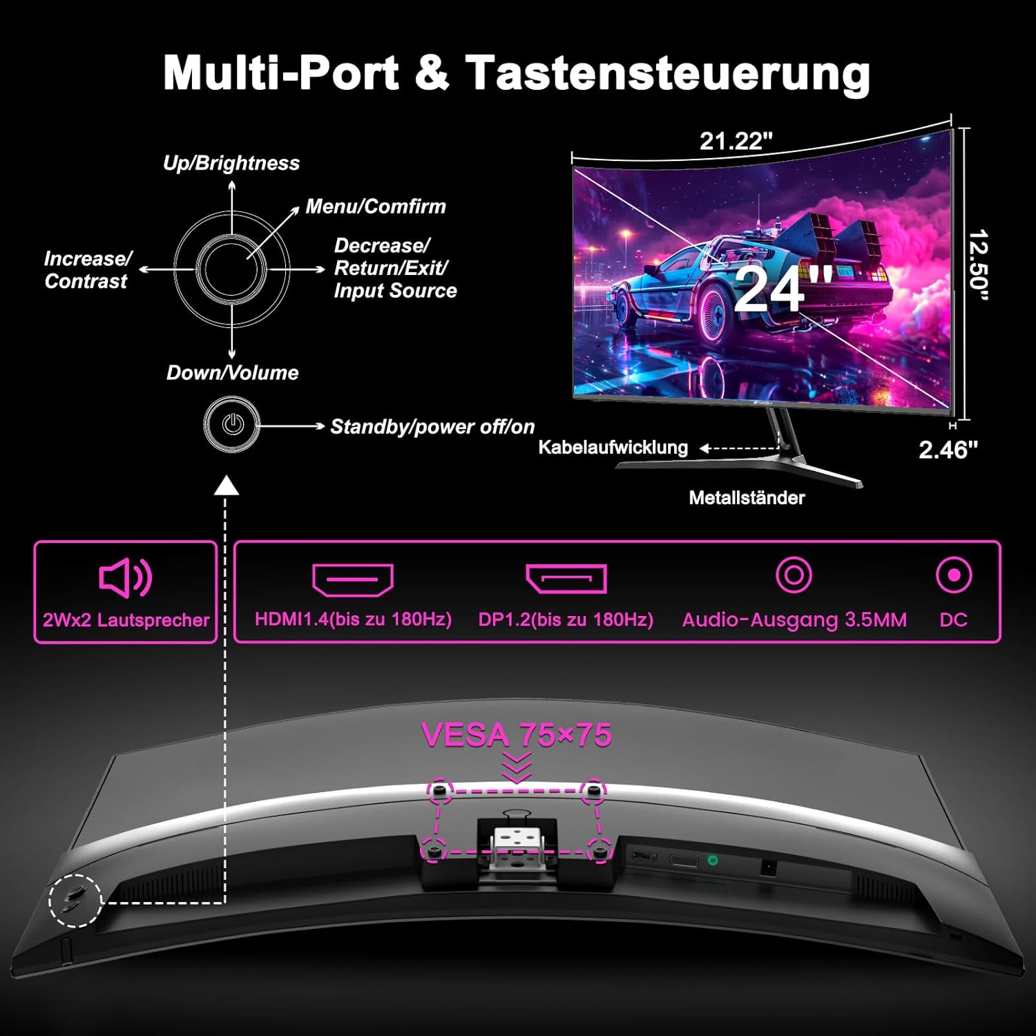 Thumbnail 6 de Minifire MFG24C1 24" Curved Gaming Monitor 180Hz
