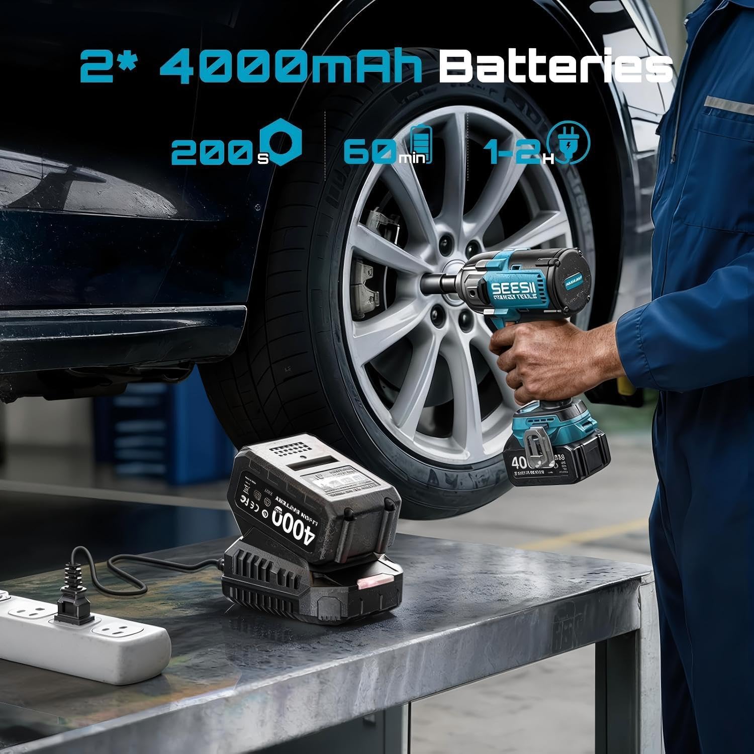 Detalle 1 de Seesii WH12 Ultra Pro Cordless Impact Wrench, 1/2-Inch, 885 ft-lb Breakaway Torque