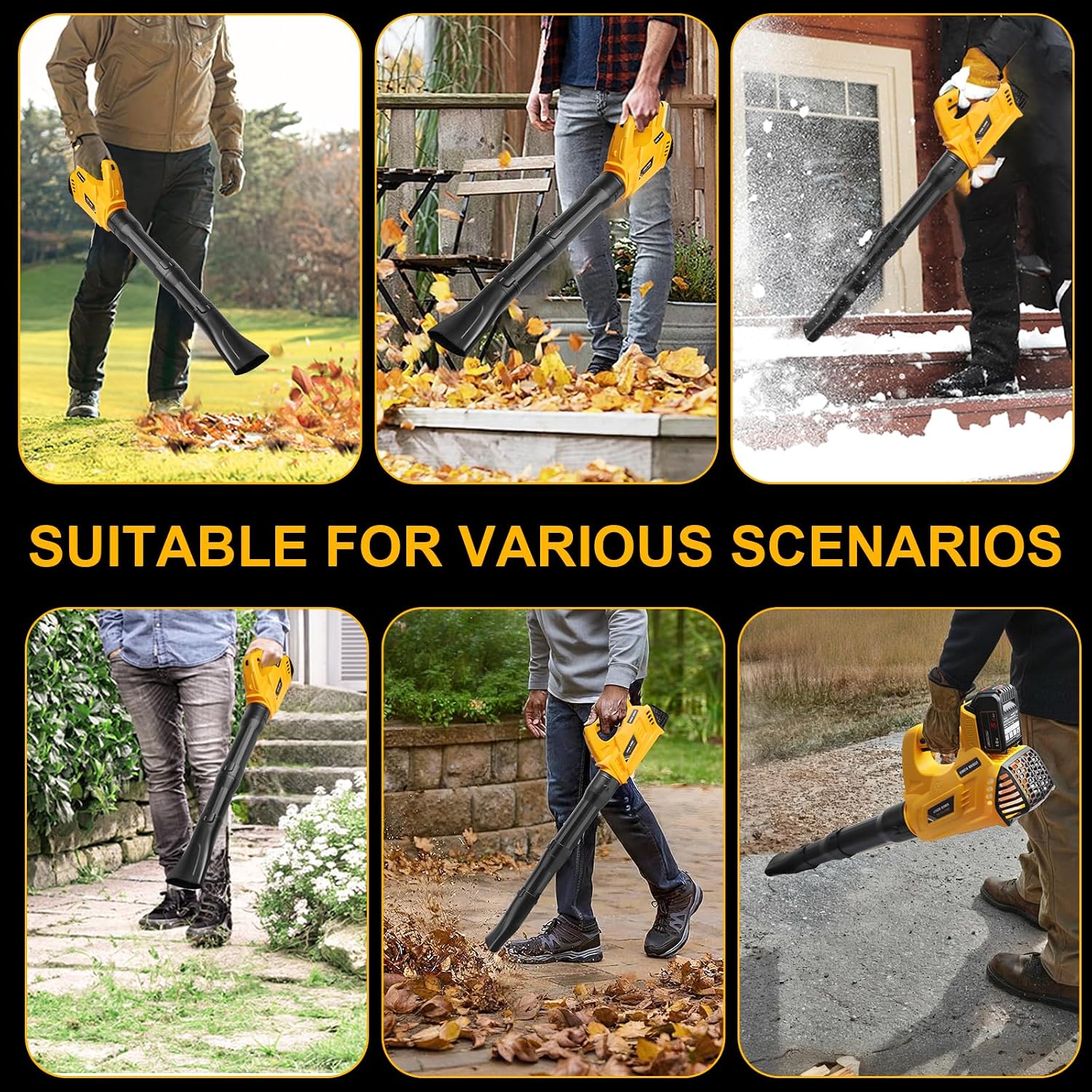 Detalle de Powarobor YD-CYJ1802 Cordless Leaf Blower for DeWalt 18V Batteries, Six Speeds