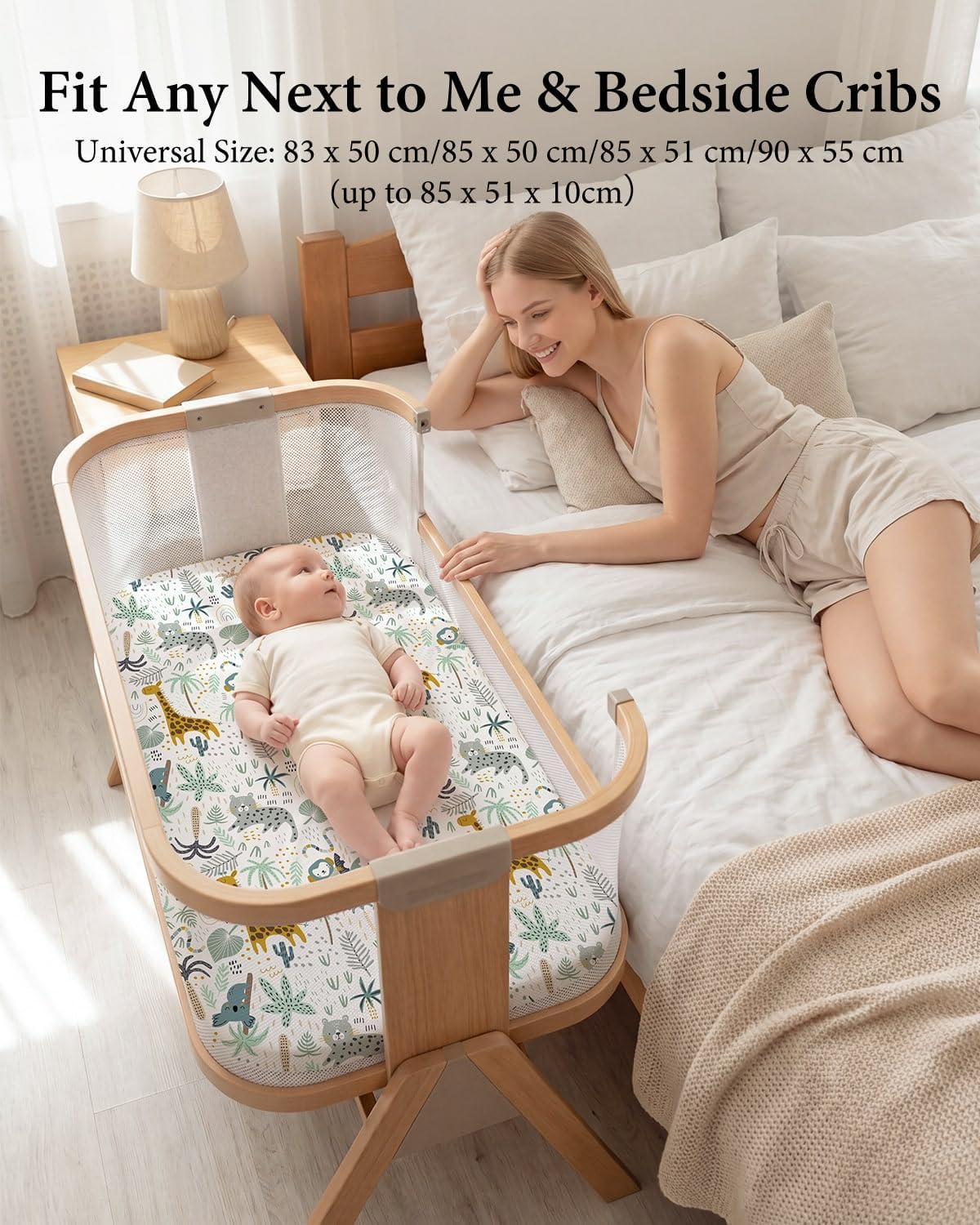 Detalle 2 de Yoofoss Green Giraffes Fitted Crib Sheet 51 x 85 cm