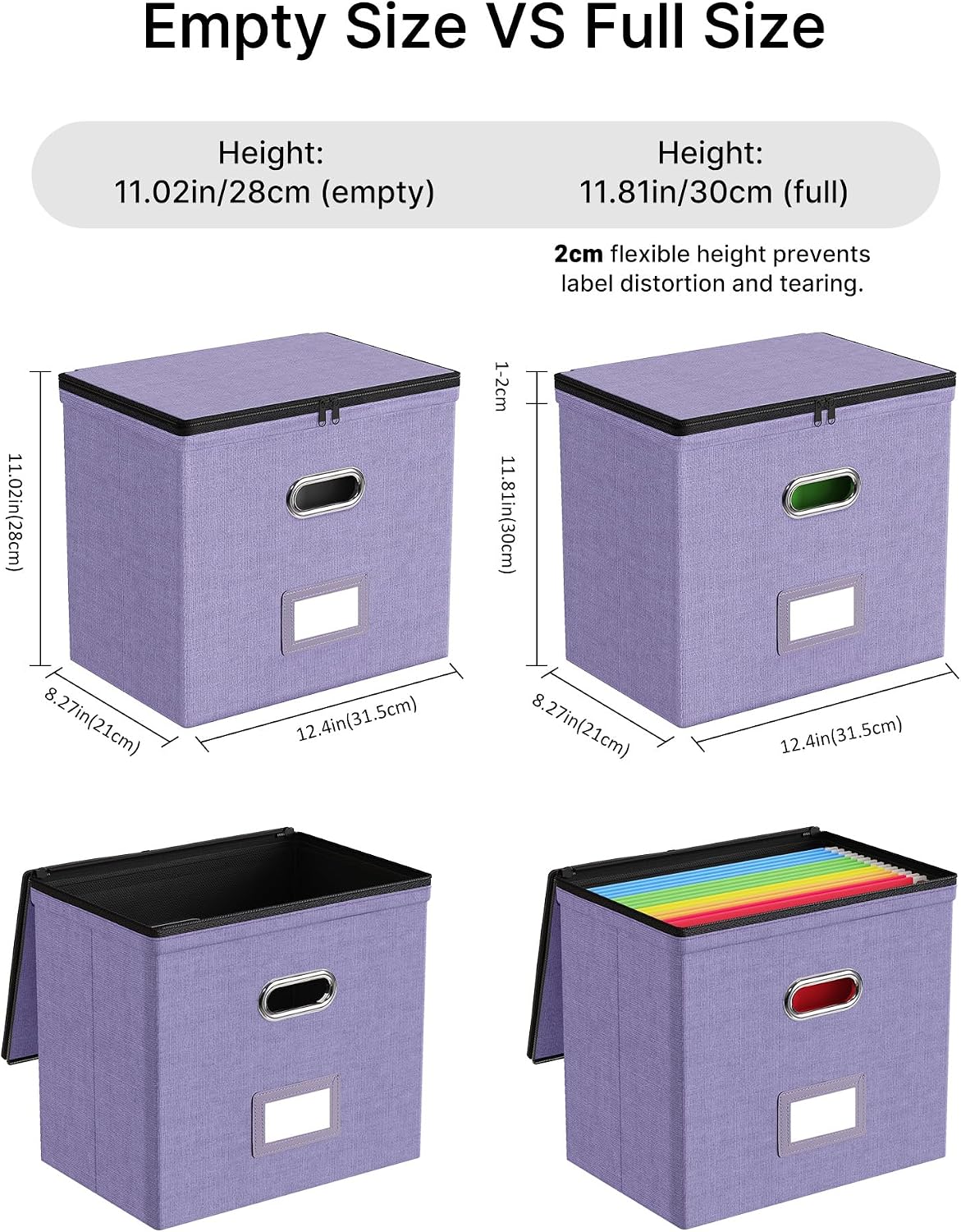 Detalle de Oterri File Organizer Boxes with Lids Hanging File Box, 3 Mesh Pockets