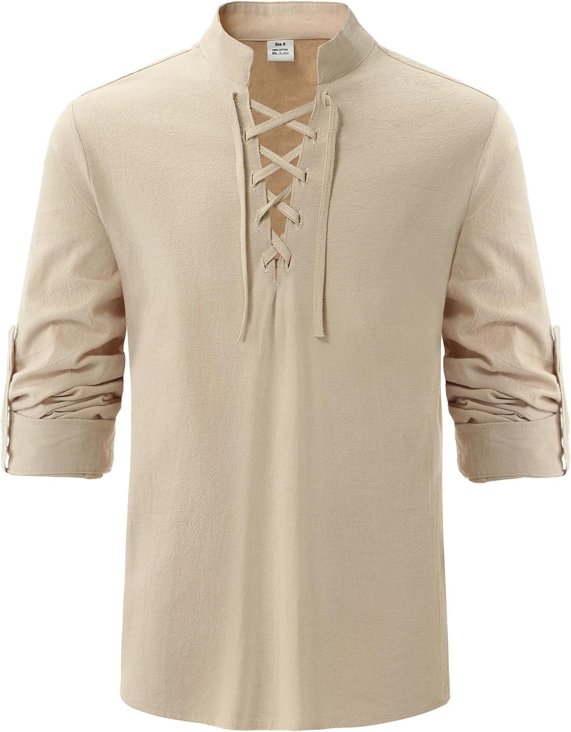 Detalle de Lainvenor Boys Renaissance Shirt, 100% Cotton, Lace-Up, Adjustable Sleeves