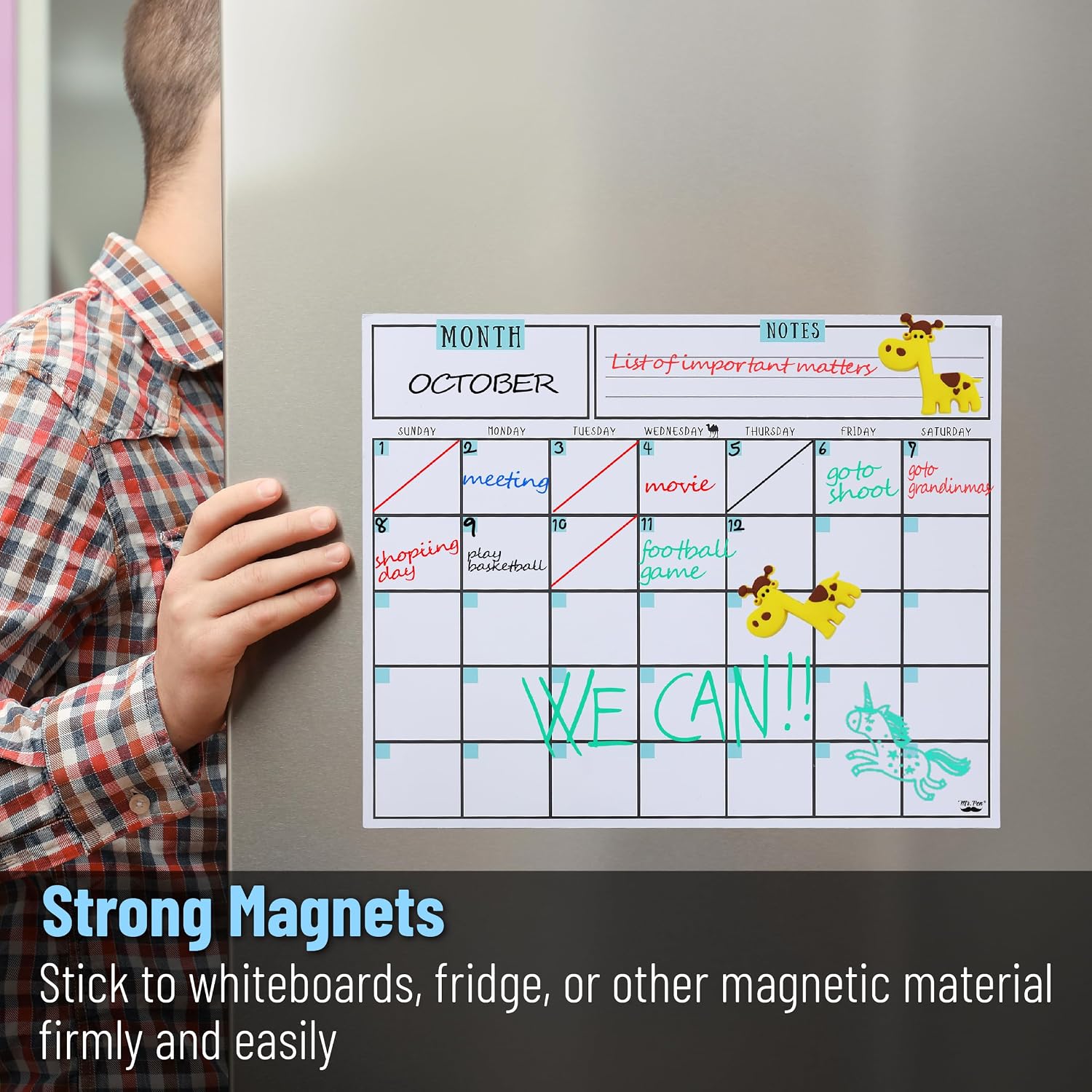 Detalle de Mr. Pen Magnetic Dry Erase Calendar, 14.7 x 11.8-Inch