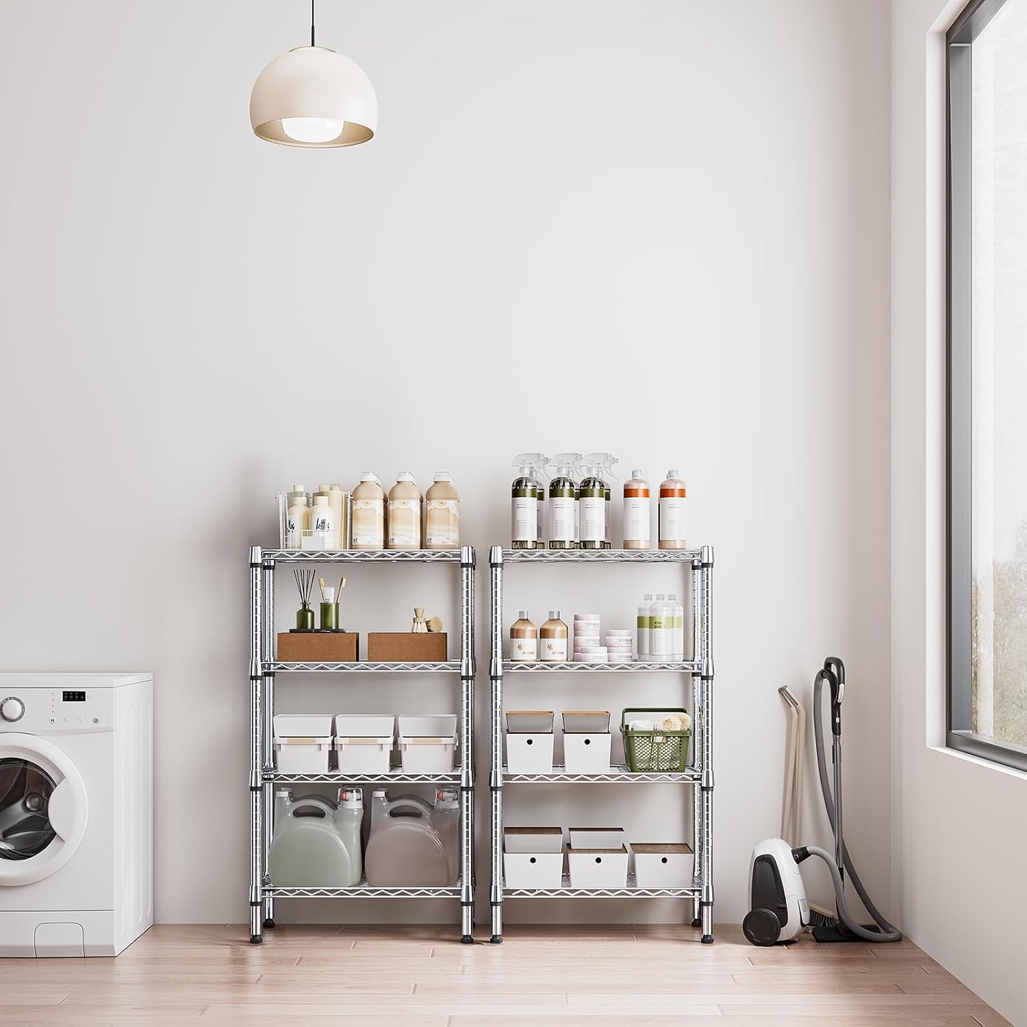 Detalle de M MZG 4-Tier Metal Wire Storage Shelf, Adjustable Carbon Steel, 25.6" W